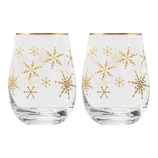 Snowflakes Stemless Wine Glass - Boxed Set of 2