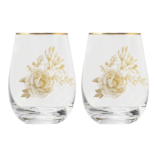 Delft Stemless Wine Glass - Boxed Set of 2