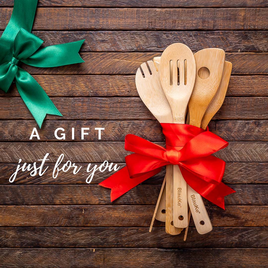 Wooden Spoons for Cooking 7-Pack - Bamboo Kitchen Utensils Set for Nonstick Cookware