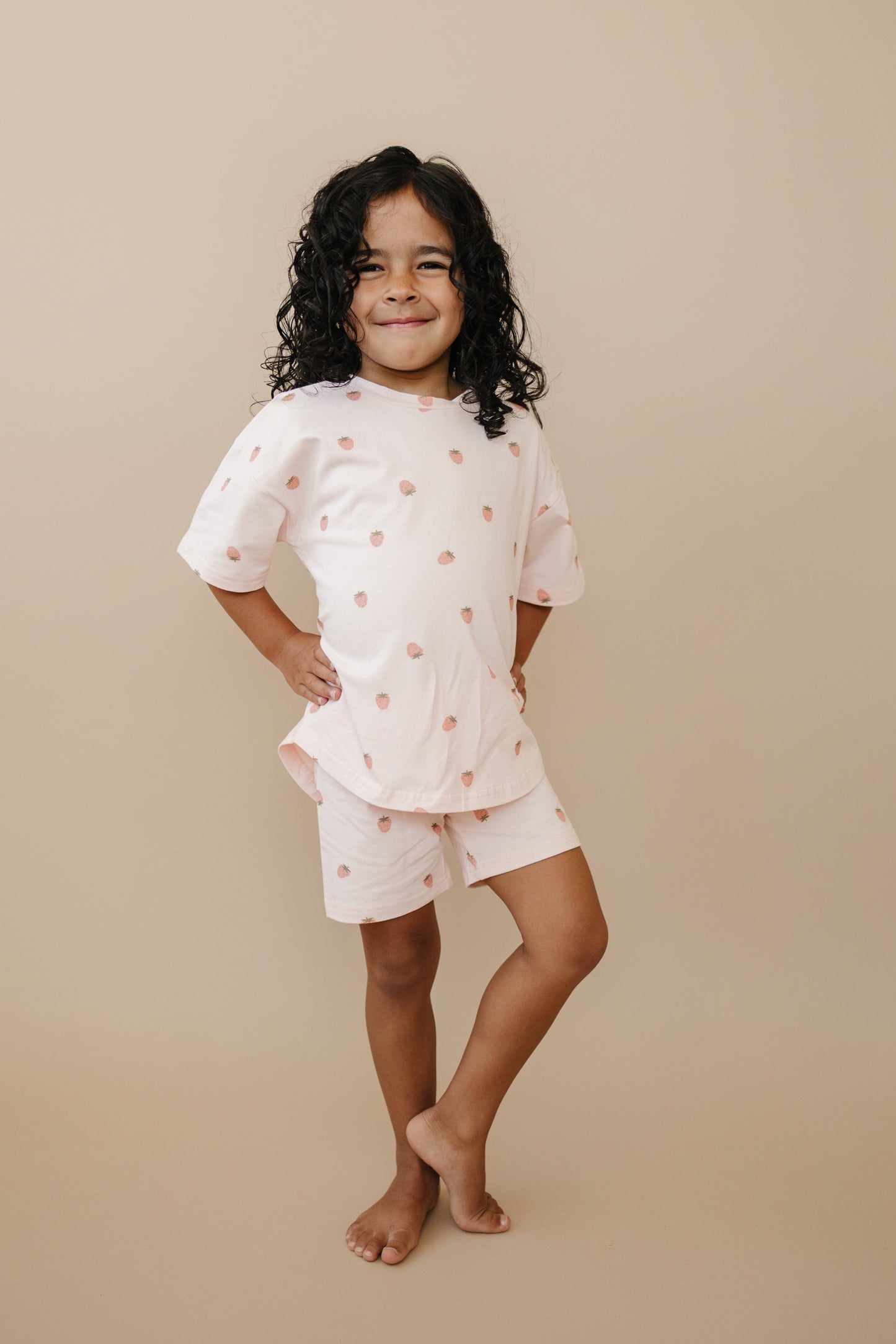 Organic Cotton Strawberry Print Shorts Set