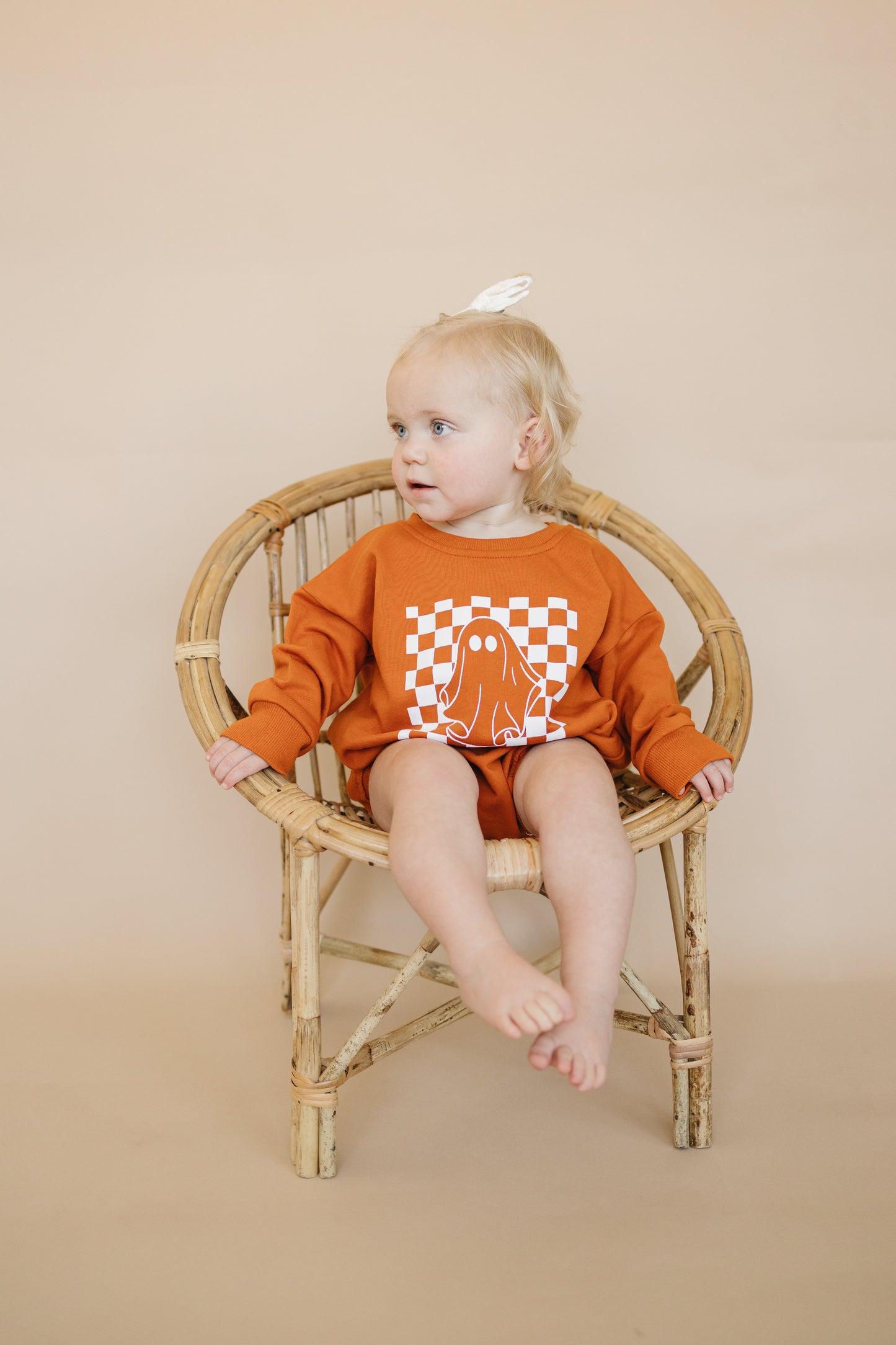 Checkered Ghost Sweatshirt Romper - more colors