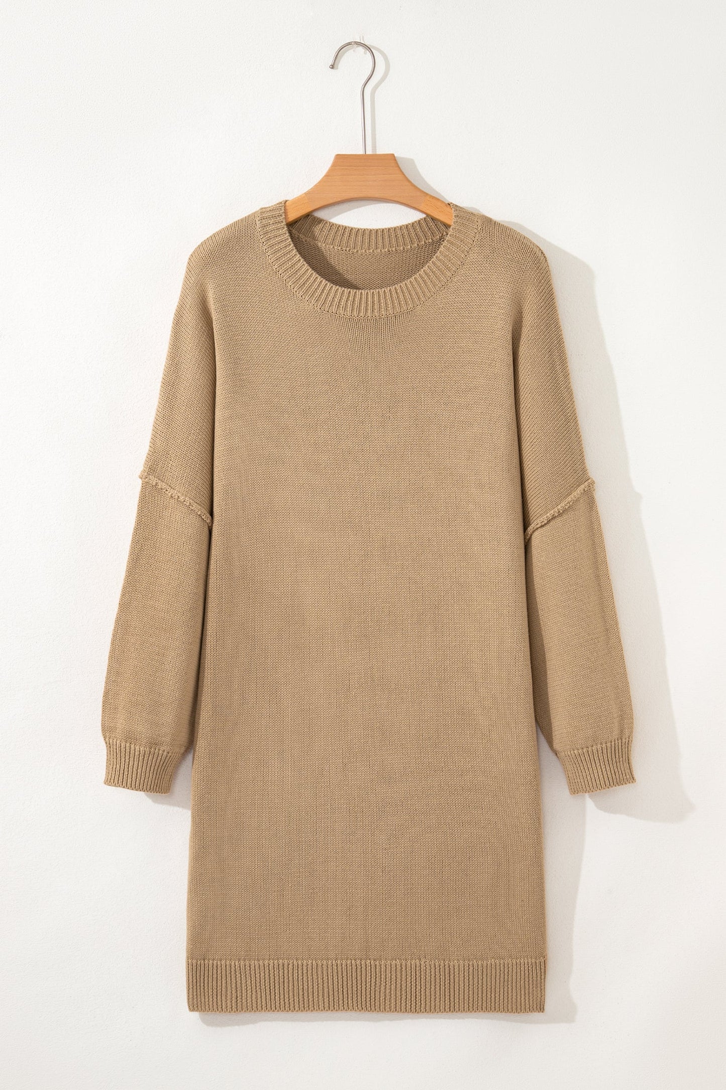 Solid Drop Shoulder Oversize Mini Sweater Dress