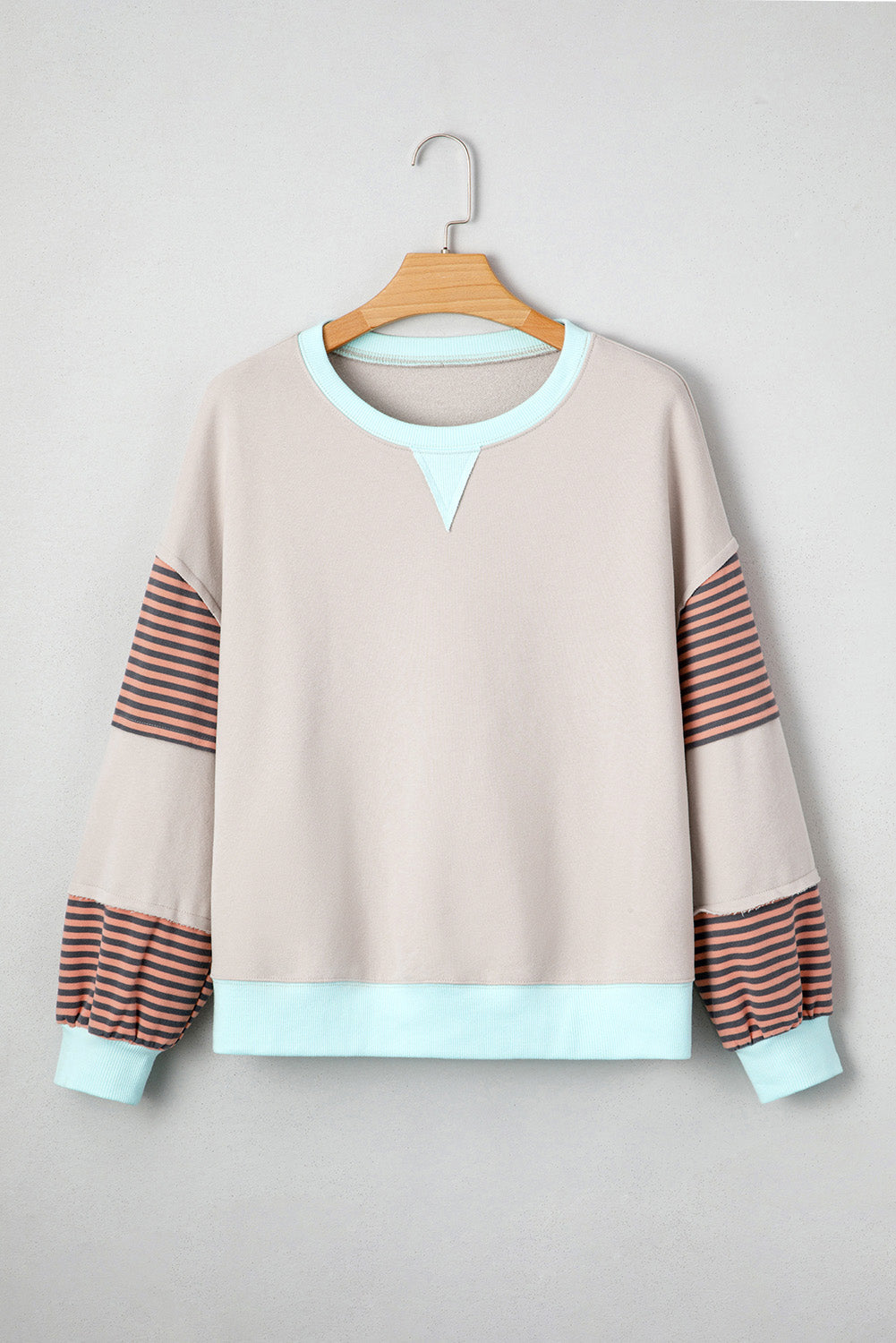 Stripe Colorblock Drop Shoulder Sweatshirt