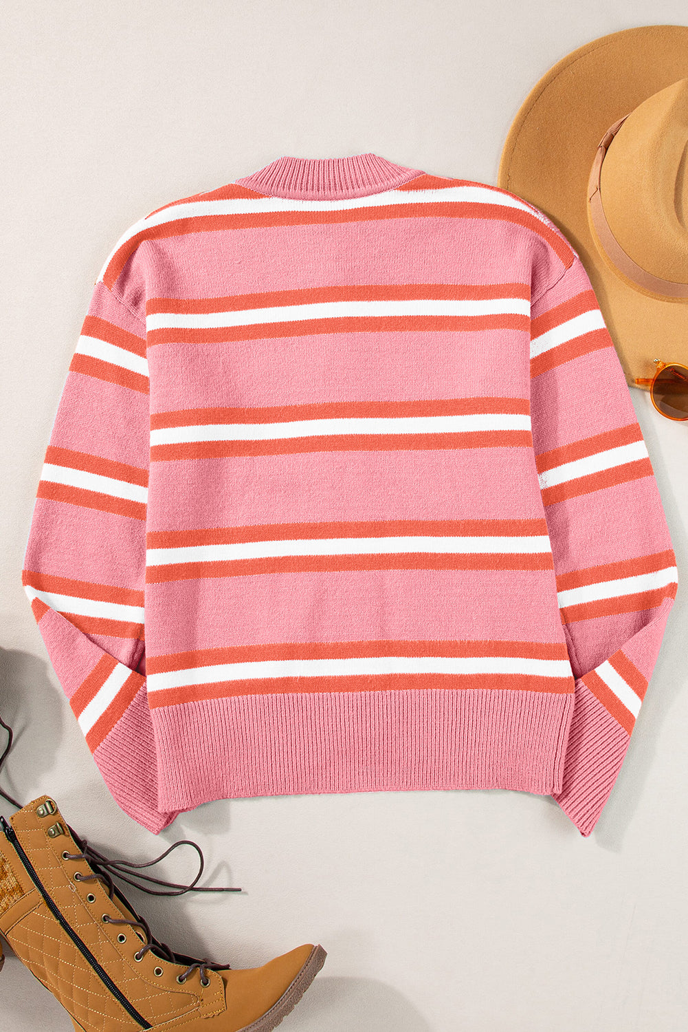 Stripe Drop Shoulder Buttoned Cardigan Sweater
