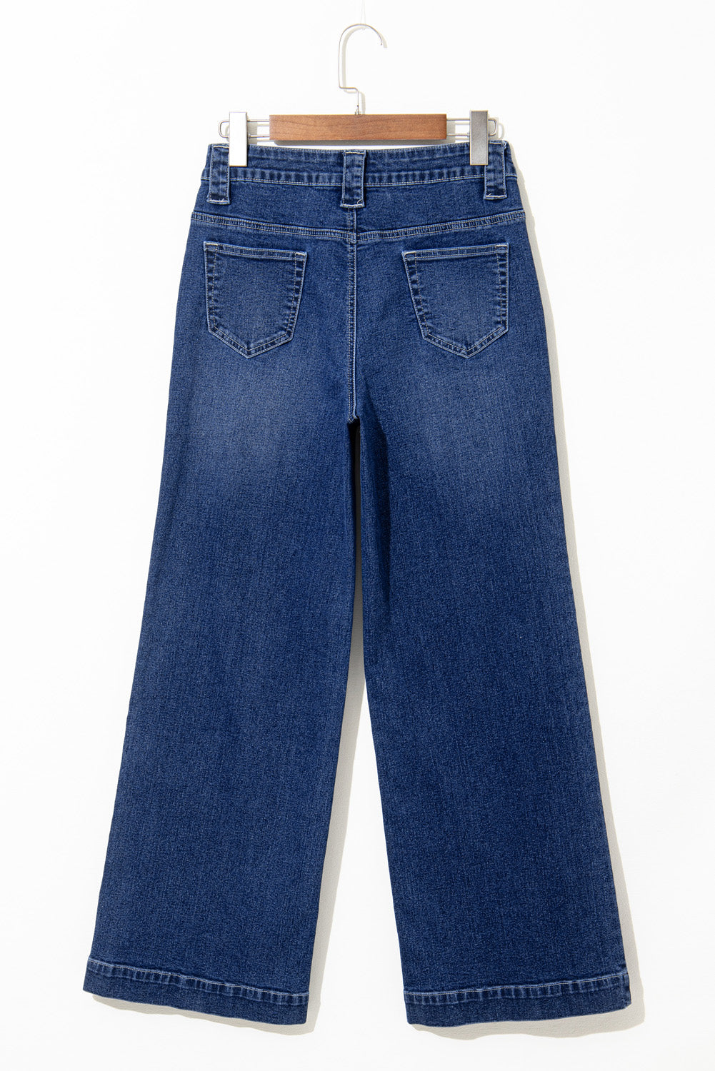 Denim Patch Pocket Wide Leg Jeans
