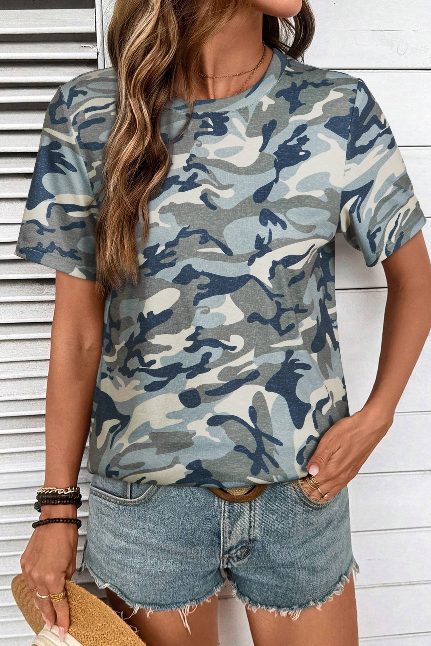 Camo Short Sleeve Crew Neck T-Shirt