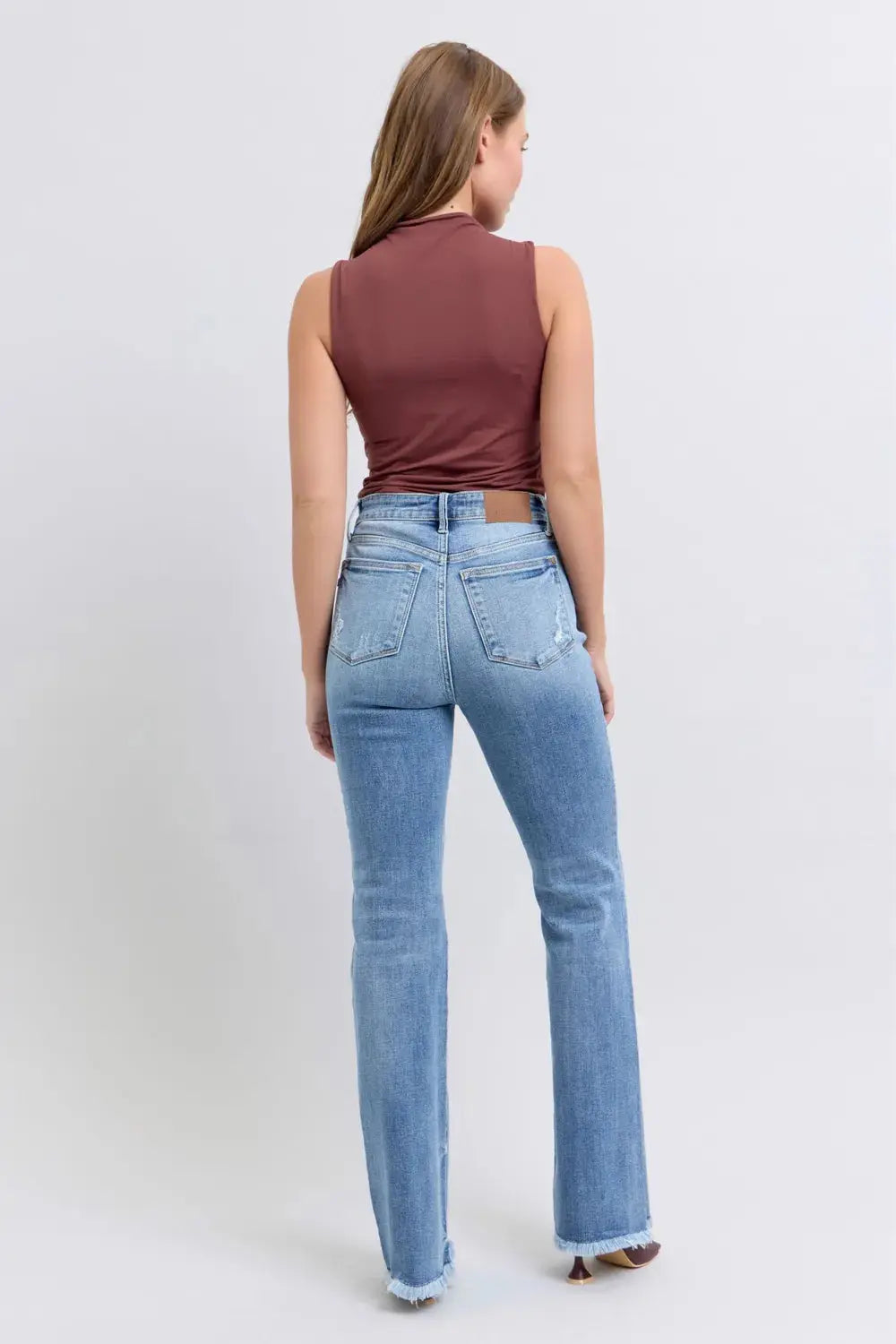 Raw Hem High Rise Bootcut Judy Blue Jeans – Full Size Fit