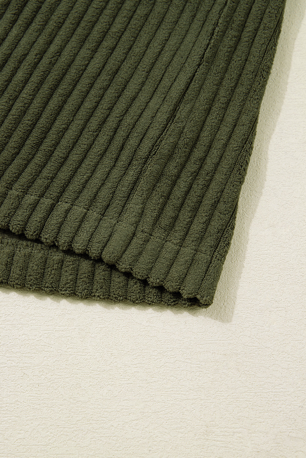 Plaid Patchwork Sleeve Button-Up Ribbed Fleece Jacket