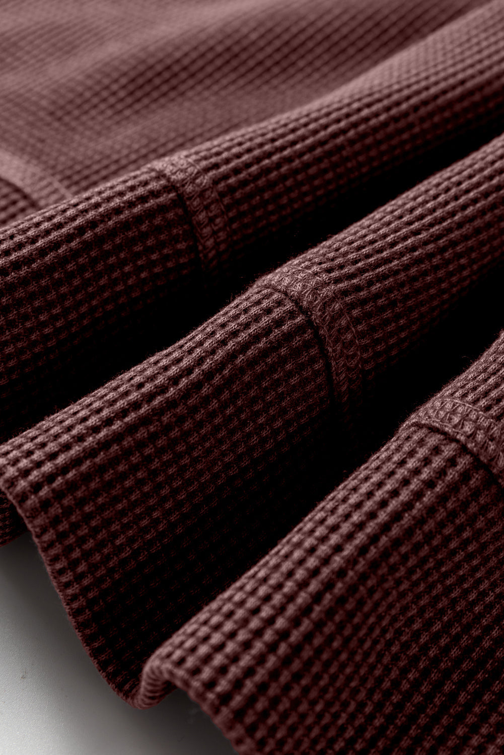 Waffle Knit Patchwork Long Sleeve Top