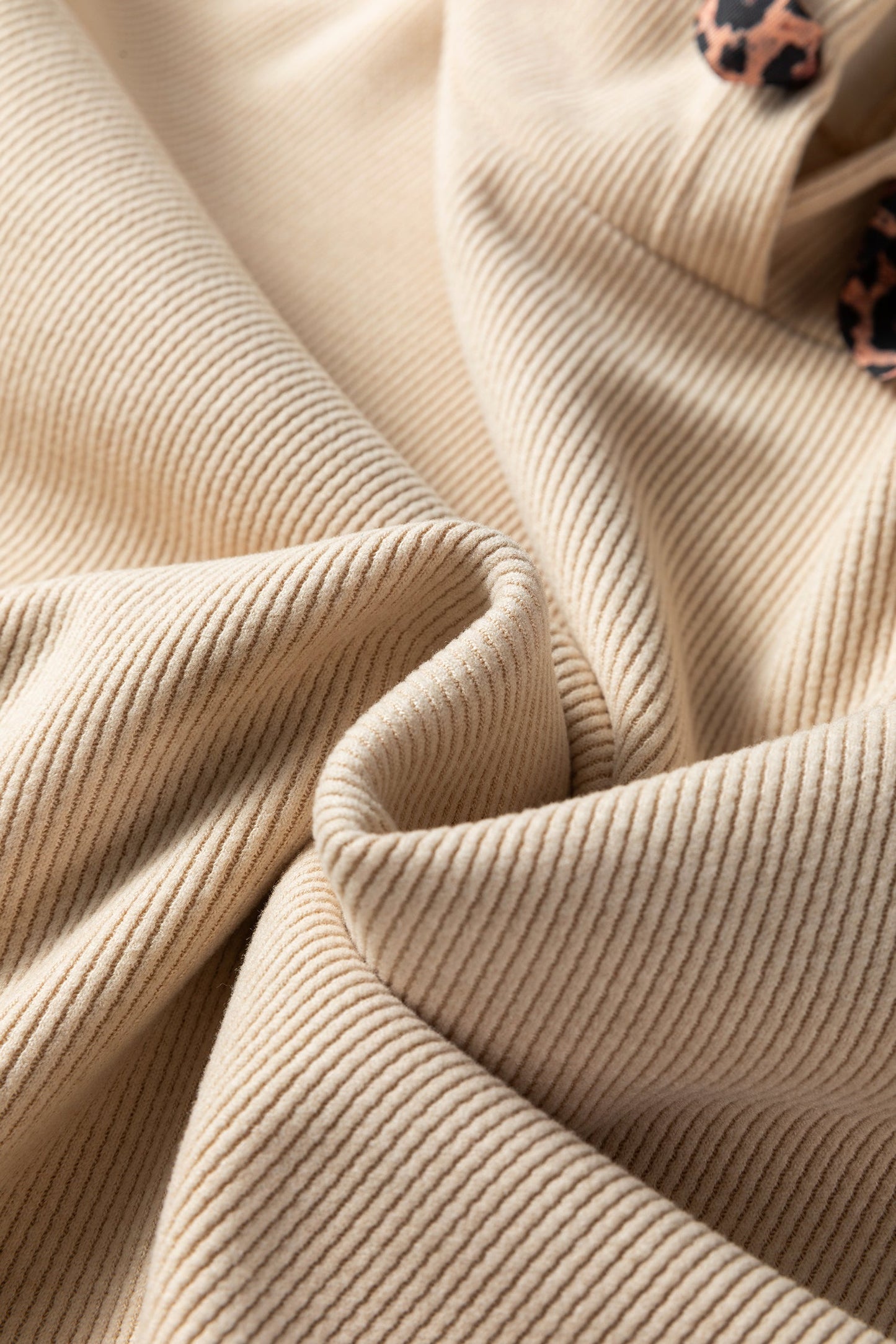 Ribbed Knit Leopard & Lace Drawstring Hoodie