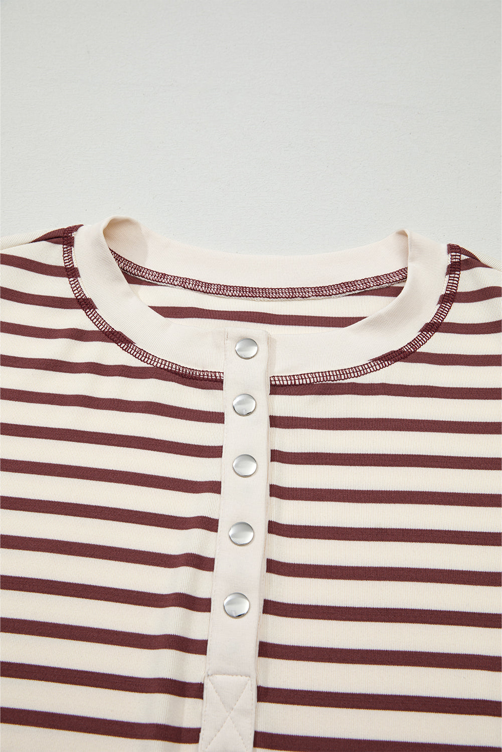 Stripe Long Sleeve Henley Top
