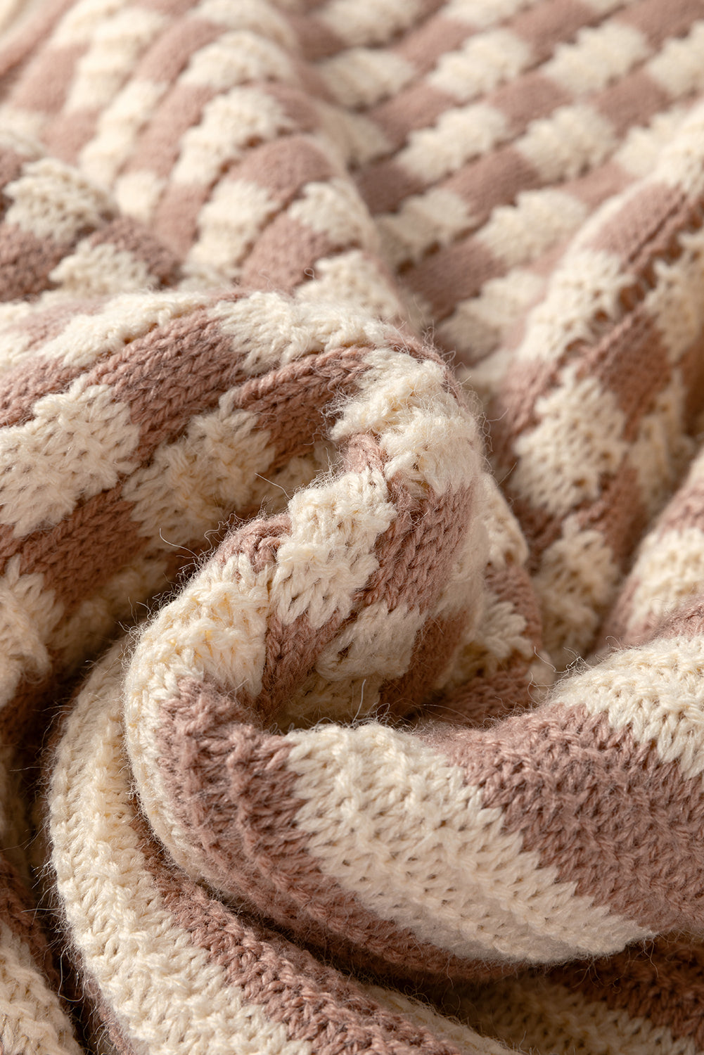 Stripe Checker Balloon Sleeve Sweater