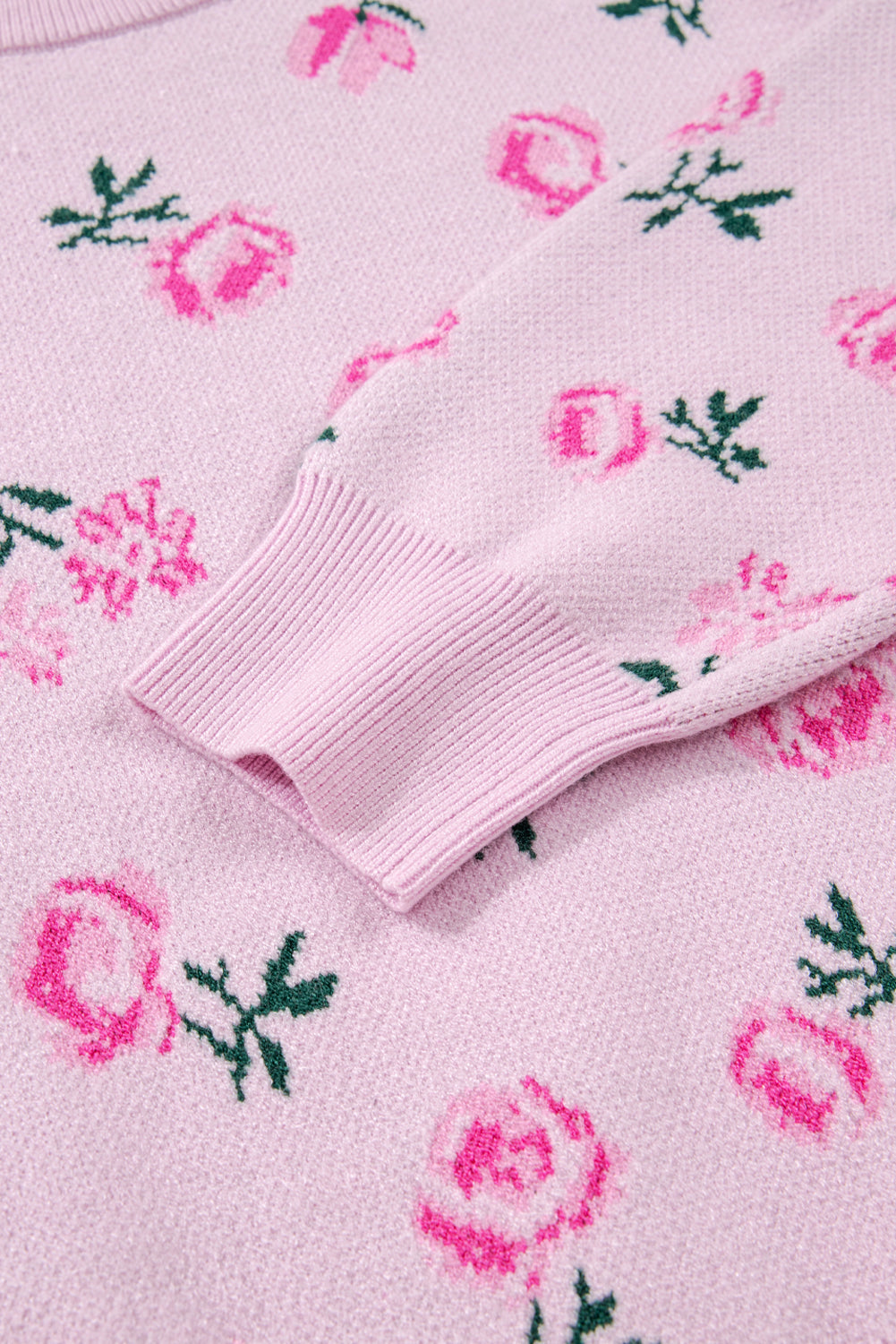 Floral Drop Shoulder Cropped Sweater