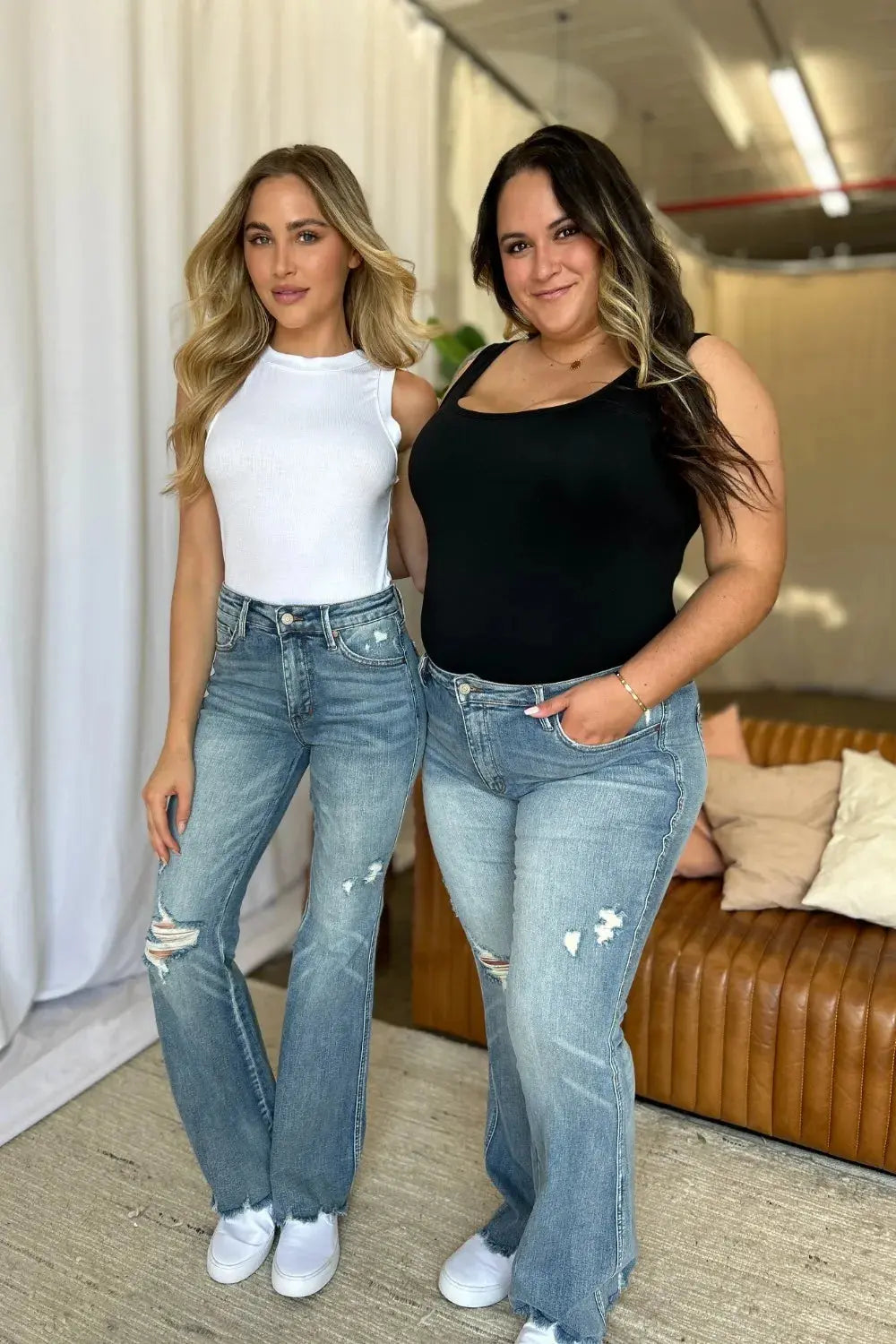 Plus Size Medium Rise Tummy Control Destroy Flare Judy Blue Jeans