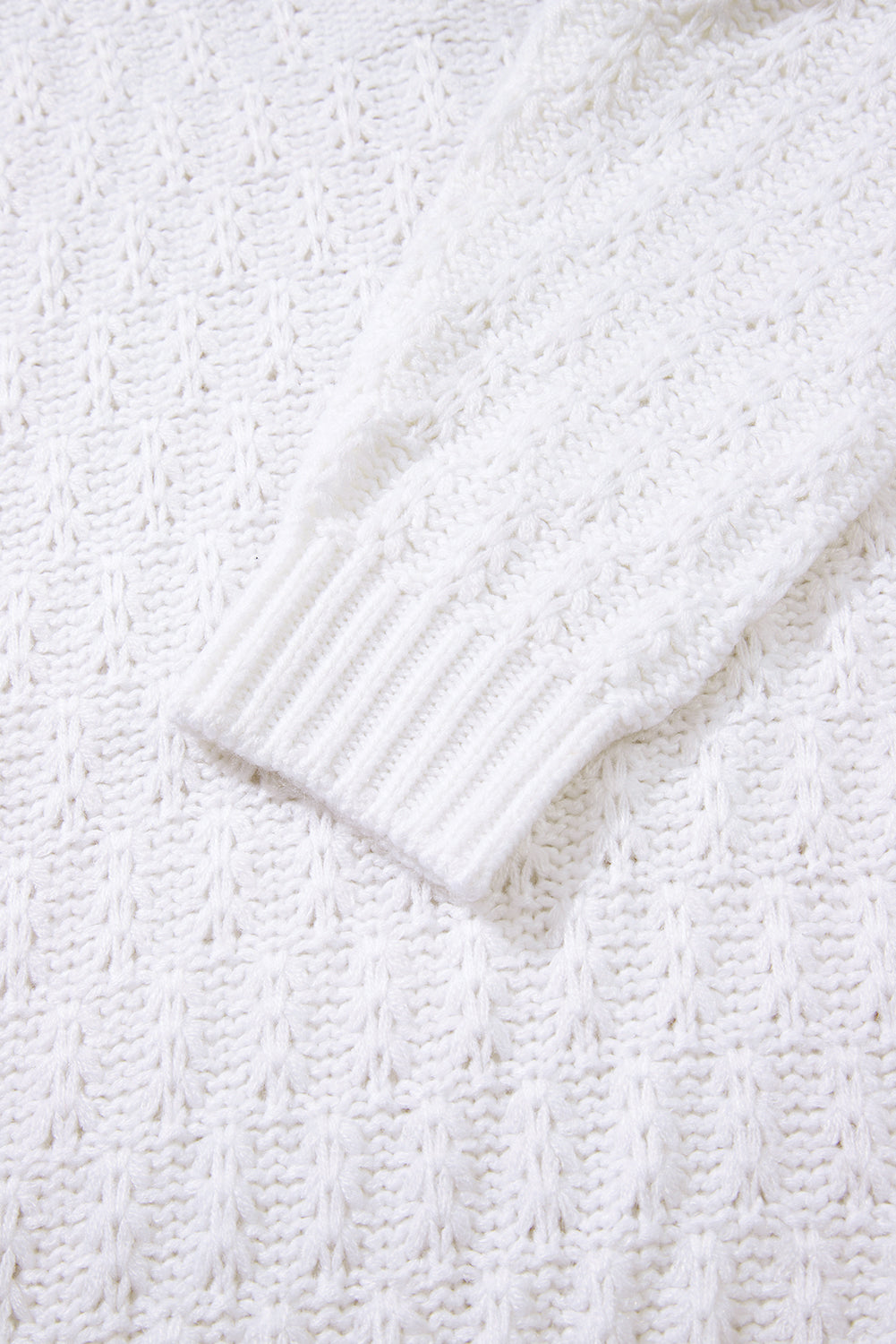 Textured Knit Ribbed Edge V-Neck Sweater