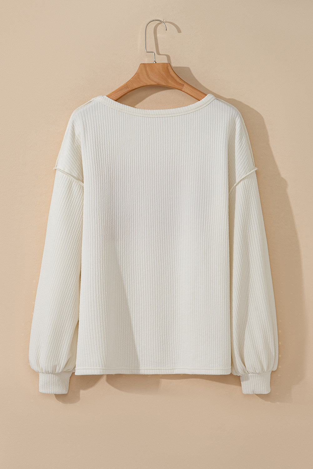 Corded Knit Reverse Seam Patchwork Drop Sleeve Top