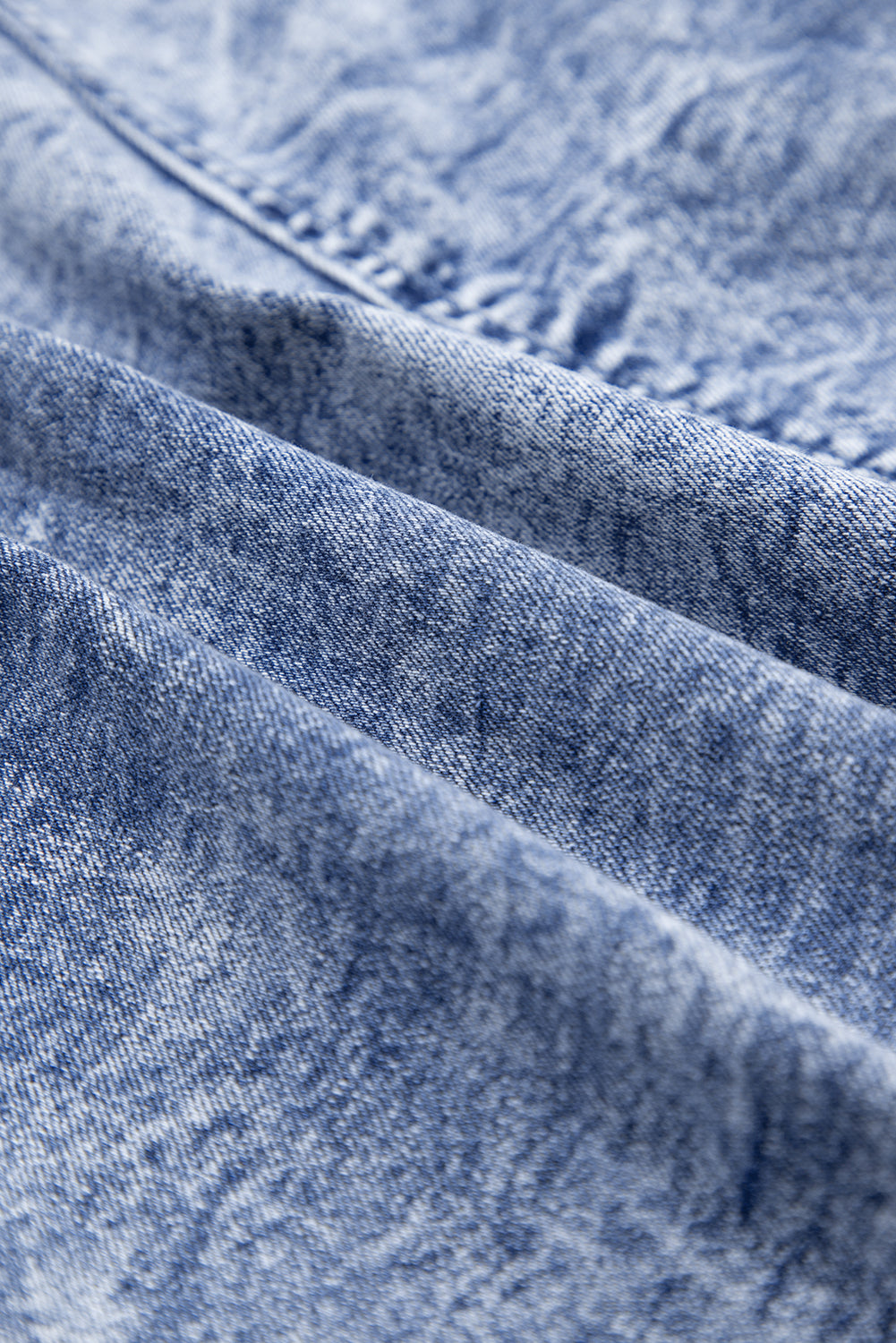 Denim Frilly Square Neck Bustier Puff Sleeve Dress