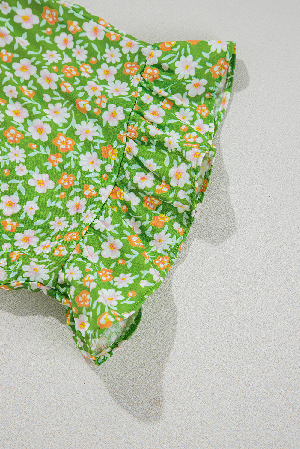 Floral Ruffle Sleeve V-Neck Blouse