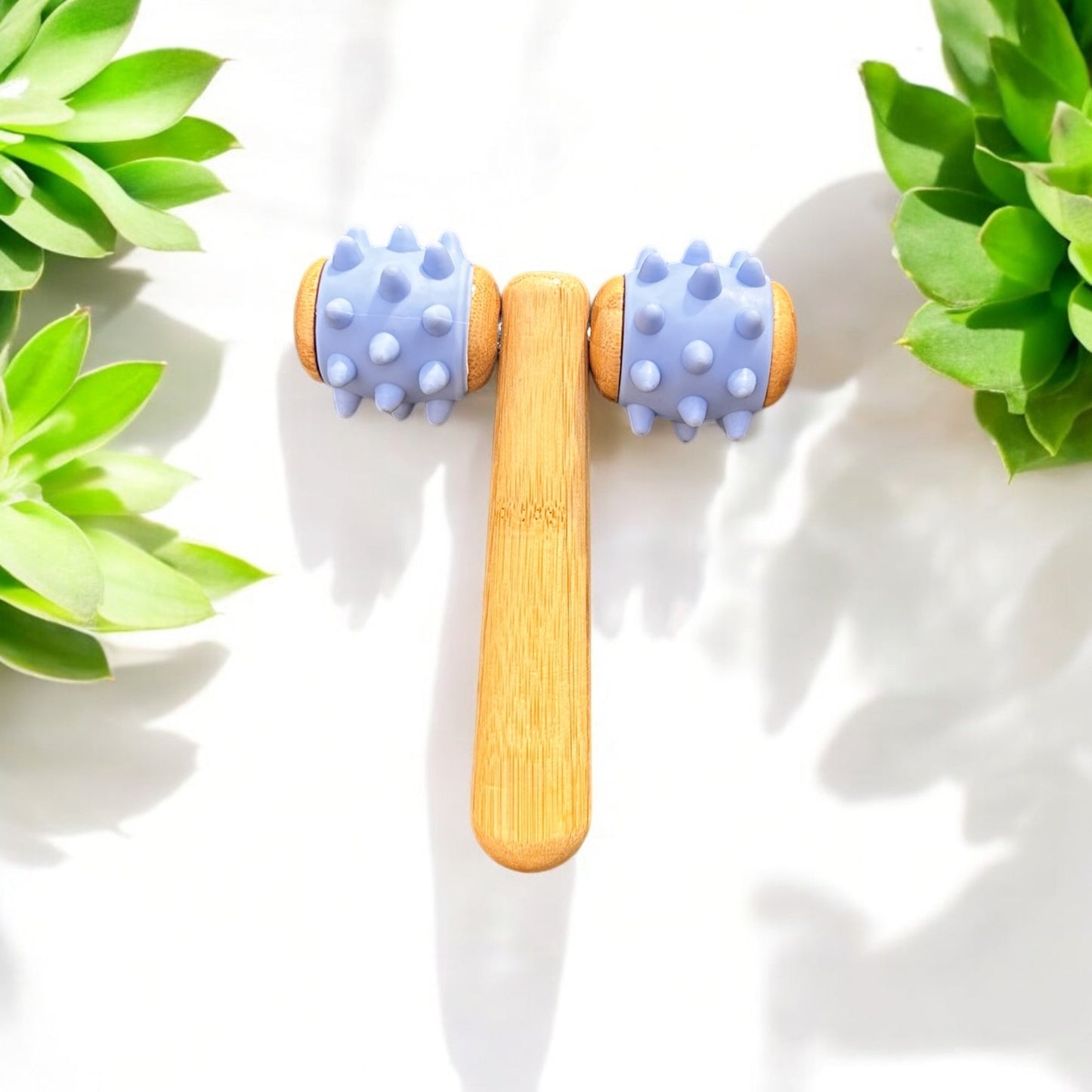 Bamboo Body Massage Tool with Silicone Rolling Head
