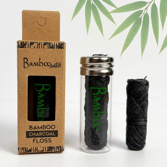 Bamboo Charcoal Floss in Glass Container
