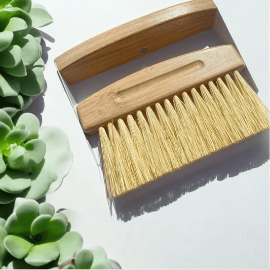 Bamboo Dust Pan With Brush