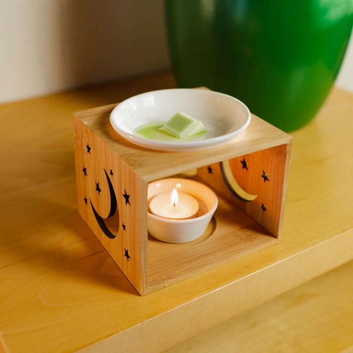 Bamboo Wax Melt Burner | Moon