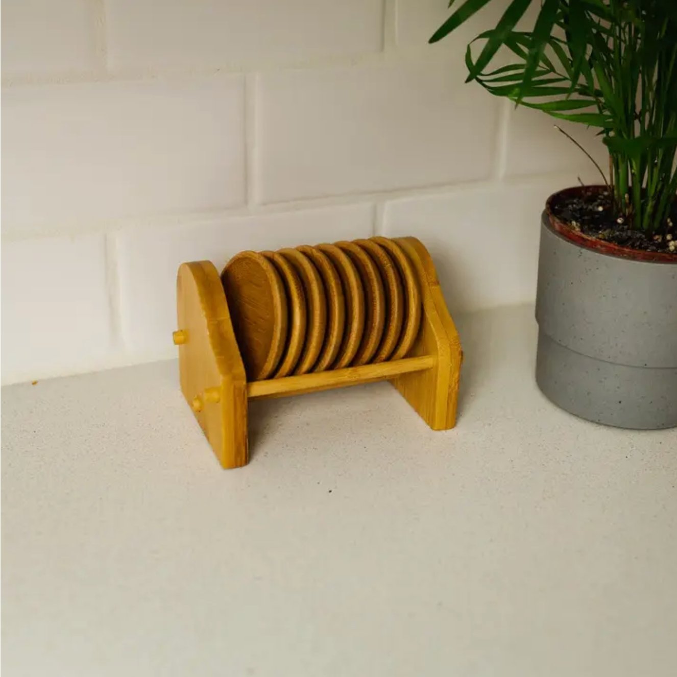 Bamboo Tea Coaster & Holder | 8pc