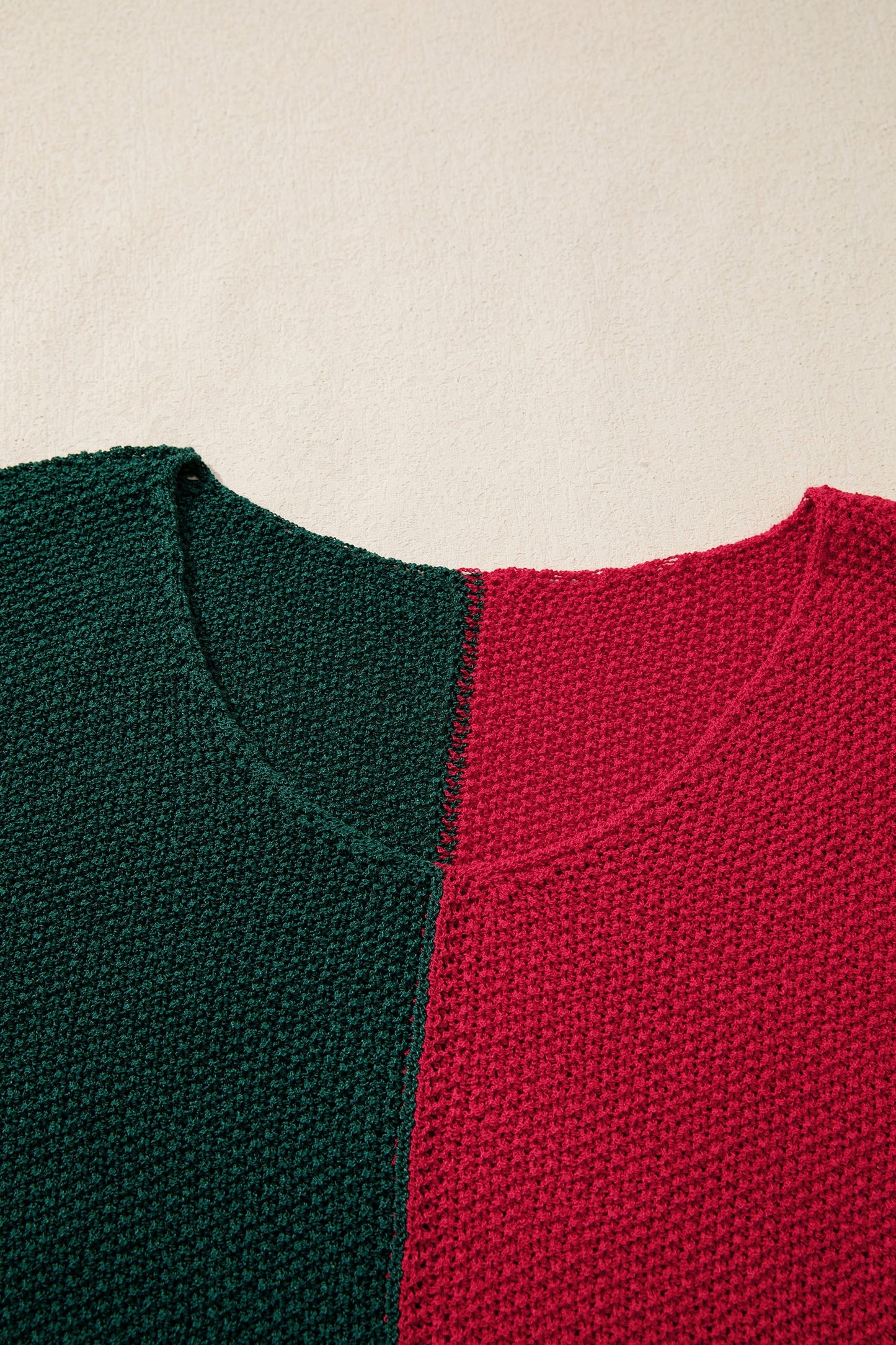 Colorblock Knit V-Neck Sweater