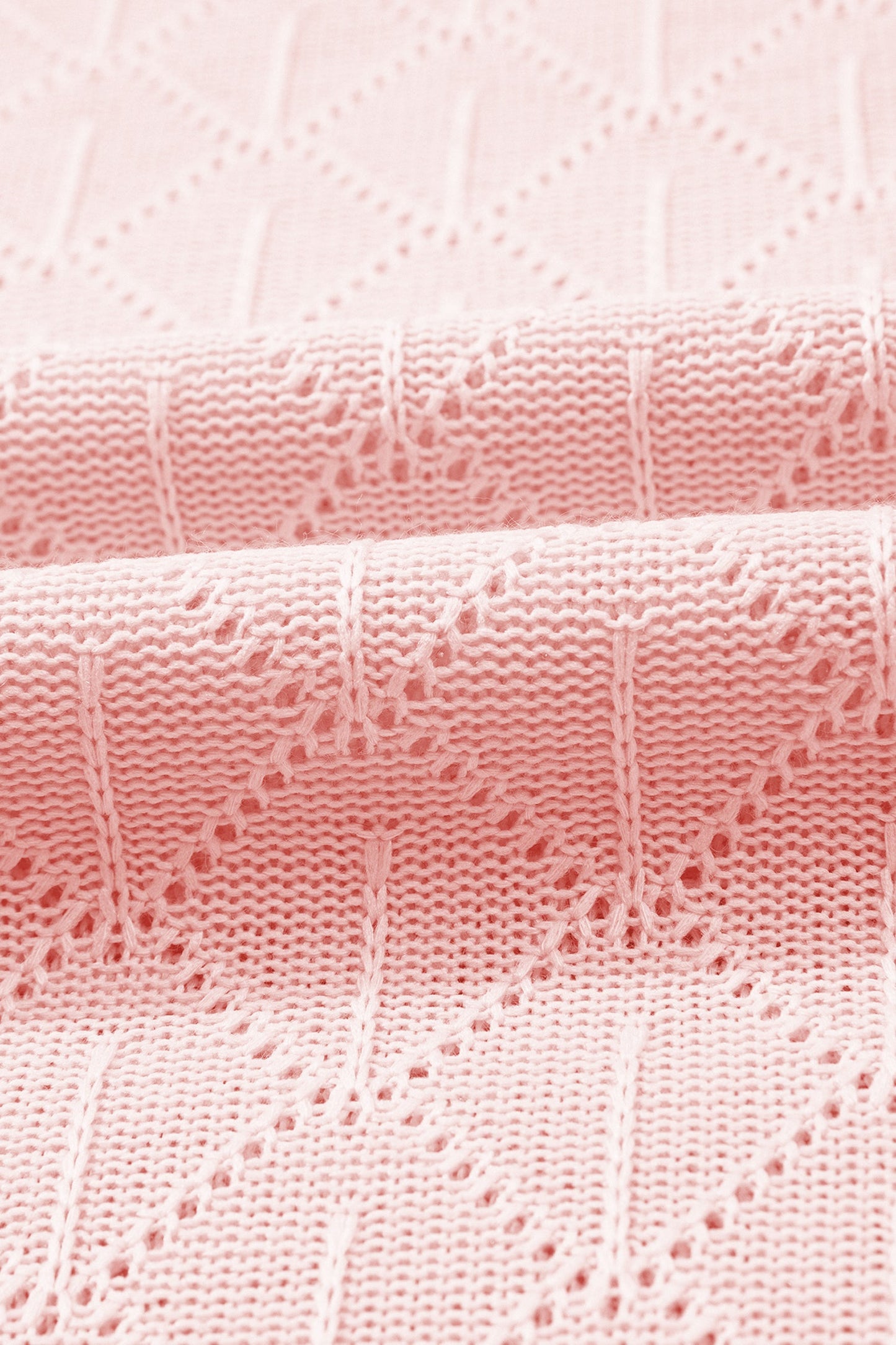 Plus Size Rhombus Pointelle Knit V-Neck Top