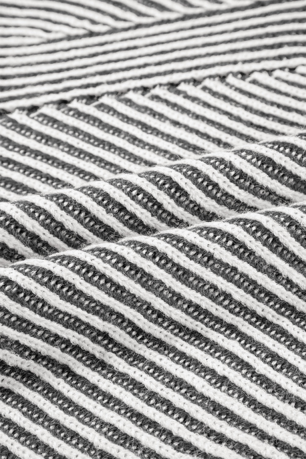 Stripe Ribbed Knit Boat Neck Sweater