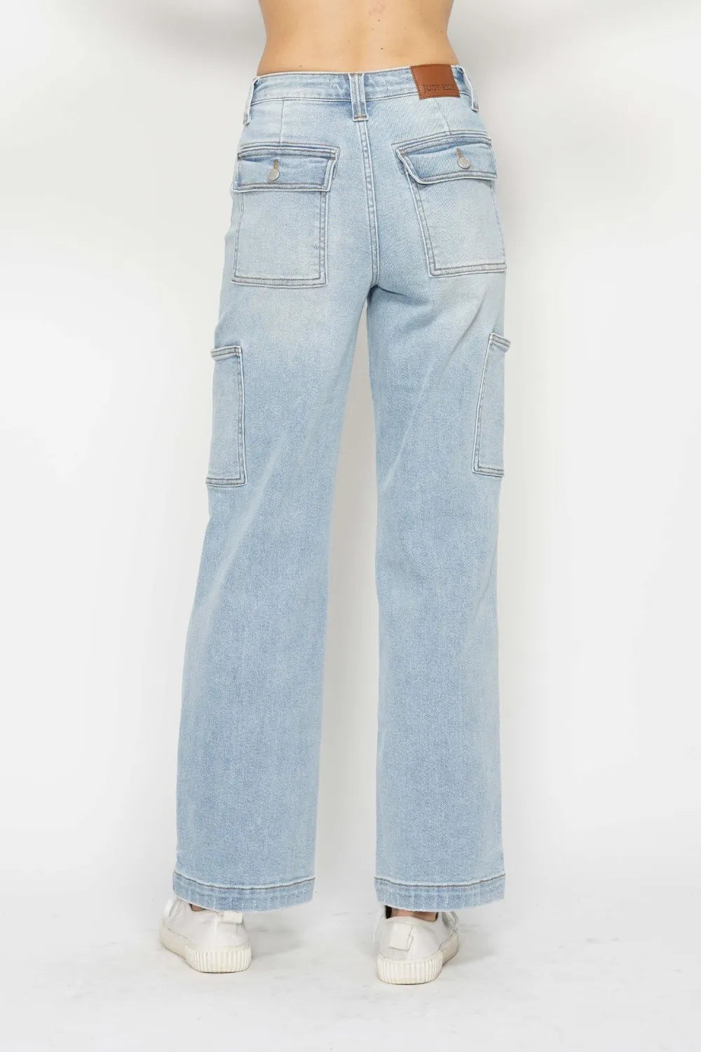 High Waist Cargo Pocket Straight Leg Judy Blue Jeans – Full Size