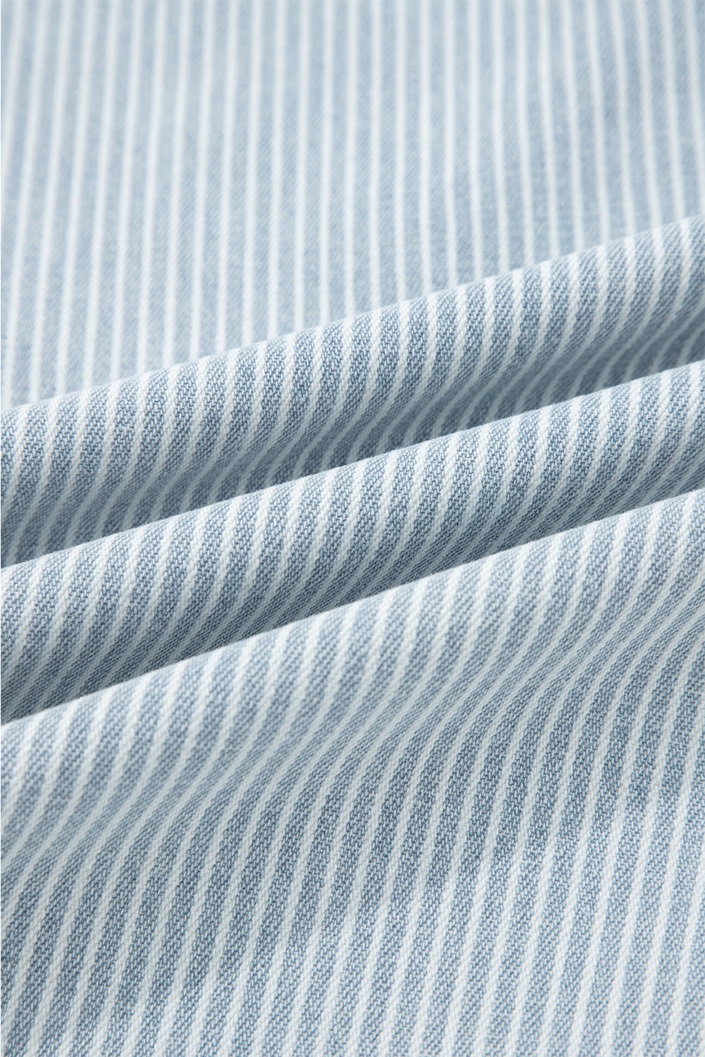 Stripe Denim Button Flap Pocket Cuffed Hem Jeans