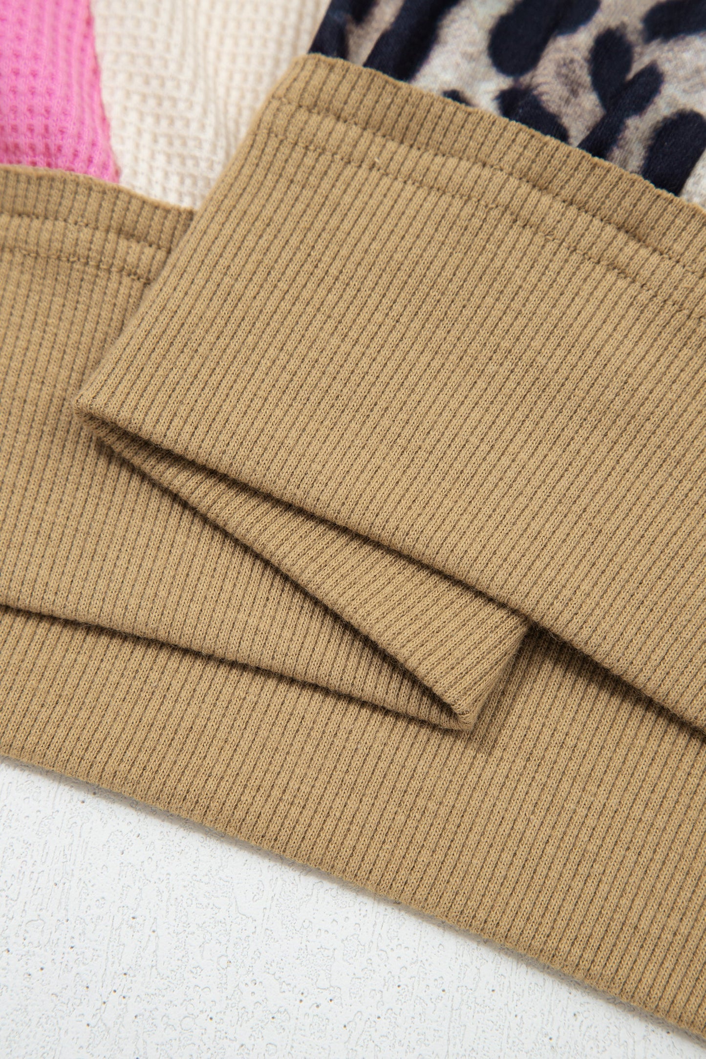 Leopard Colorblock Patchwork 3/4 Sleeve Top