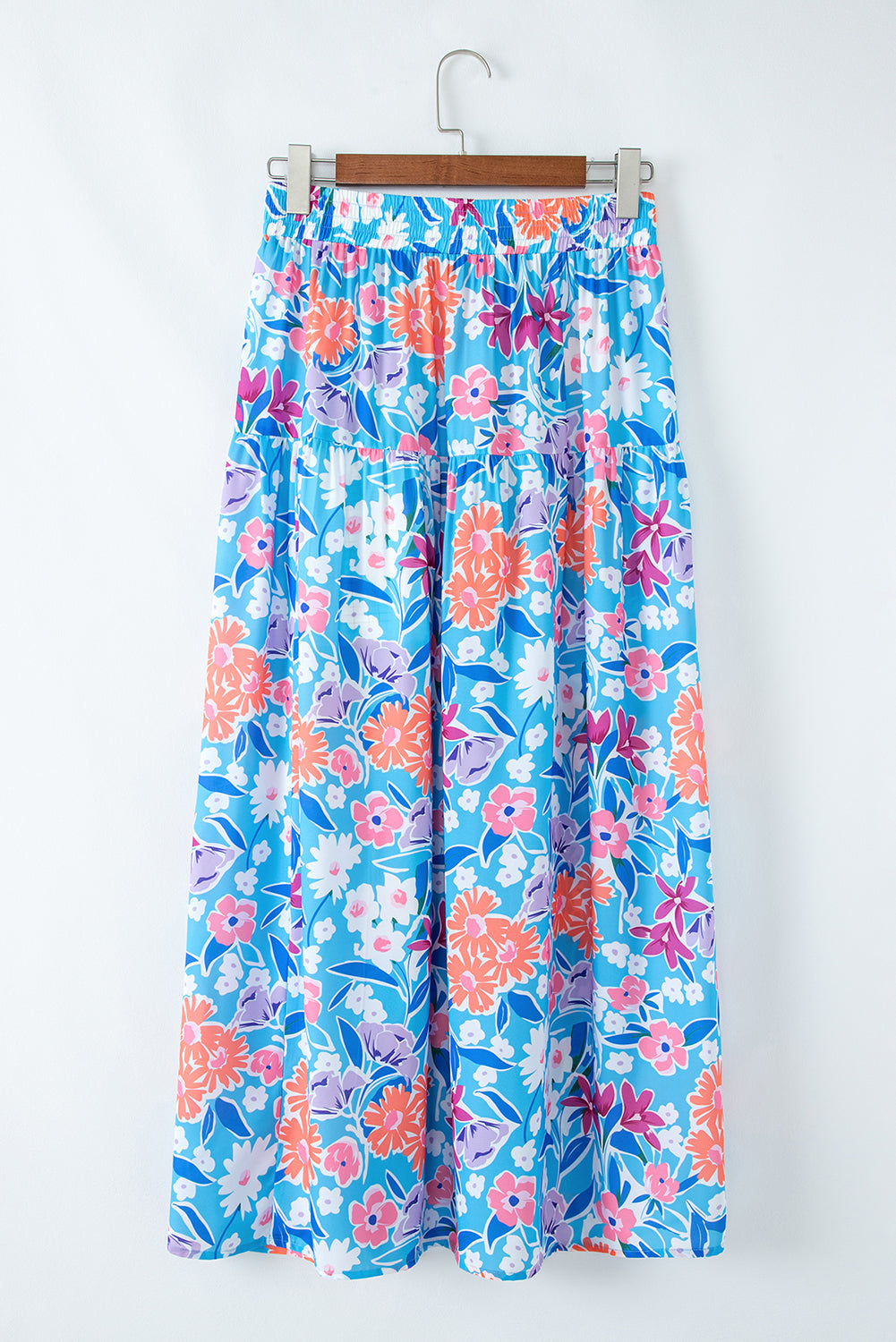 Floral High Waist Side Split Wrap Maxi Skirt