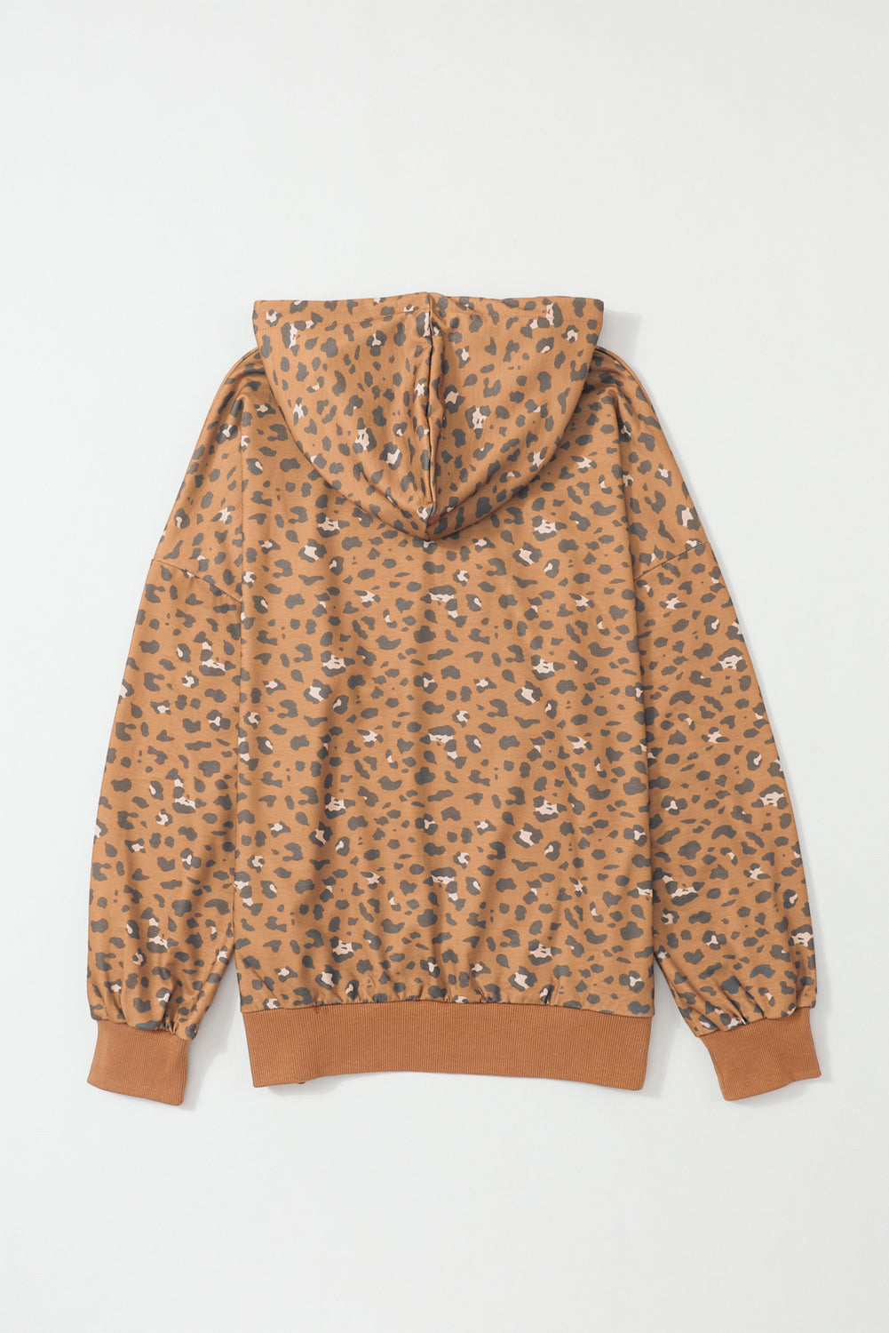 Leopard Long Sleeve Drawstring Hoodie