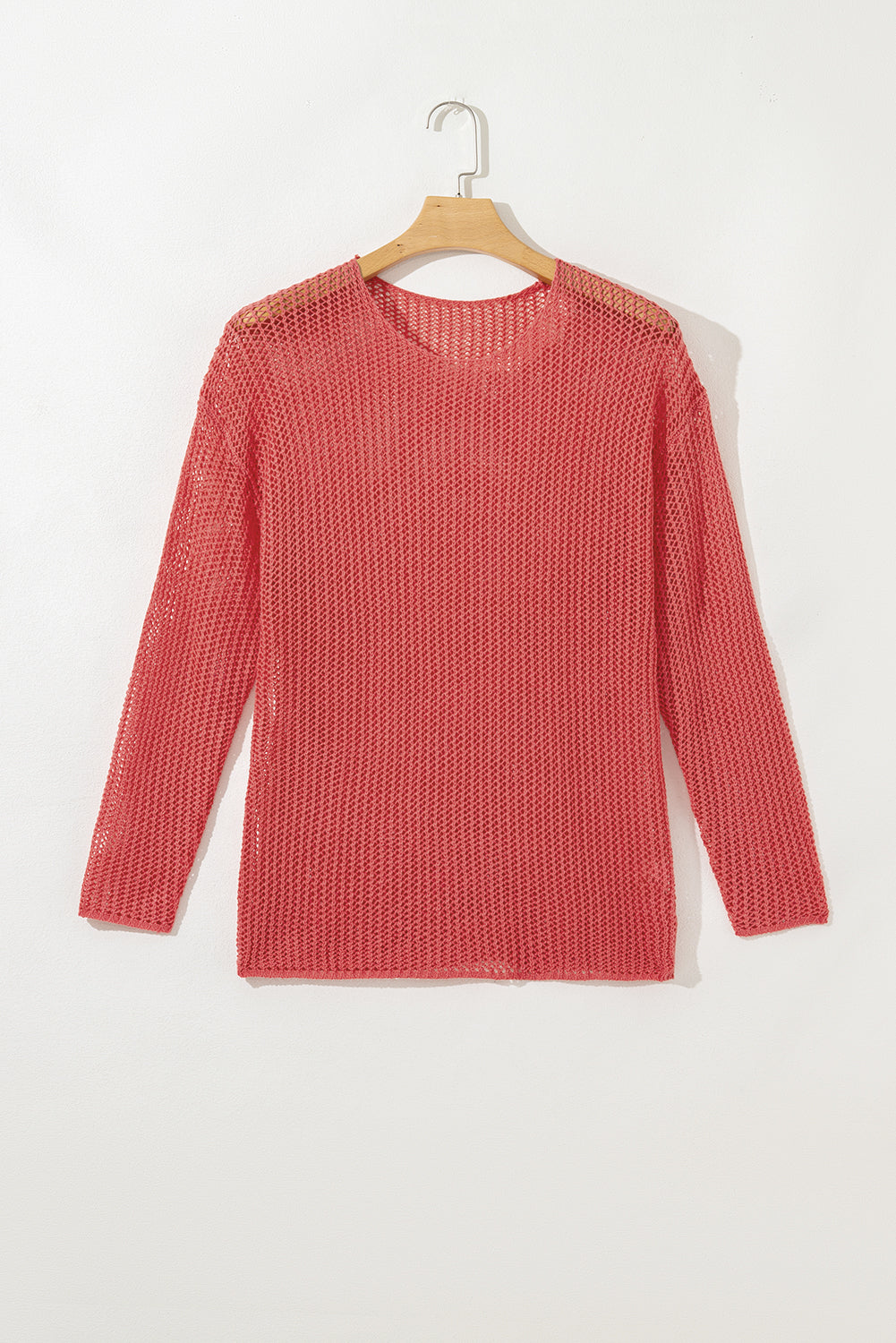 Solid Crochet Hollow-Out Sweater