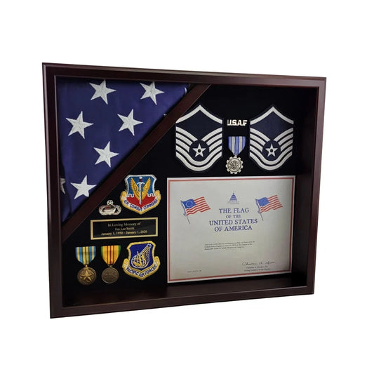 Handcrafted Hardwood Capitol Flag and Certificate Display Case. Veterans Prefer Flag Cases Made in the USA!