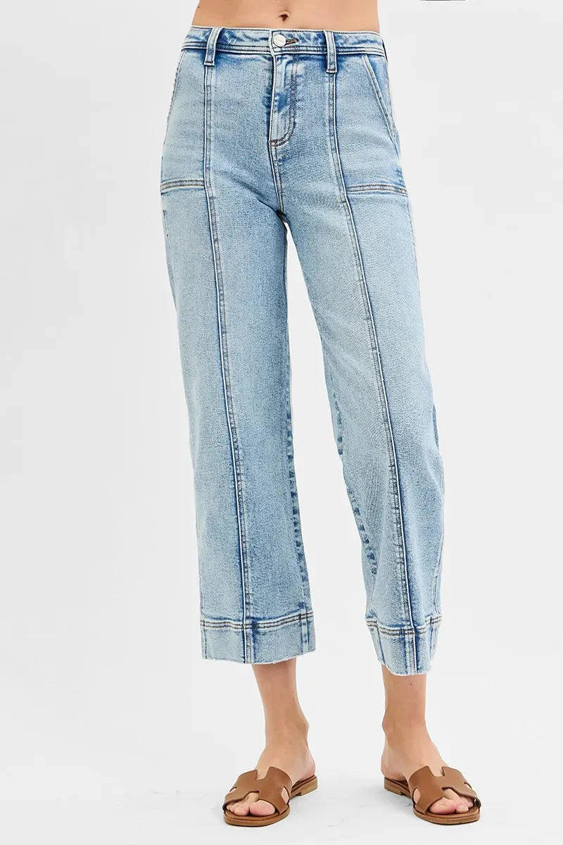 High-Rise Crop Wide-Leg Front-Seam RISEN Jeans – Full & Plus Size