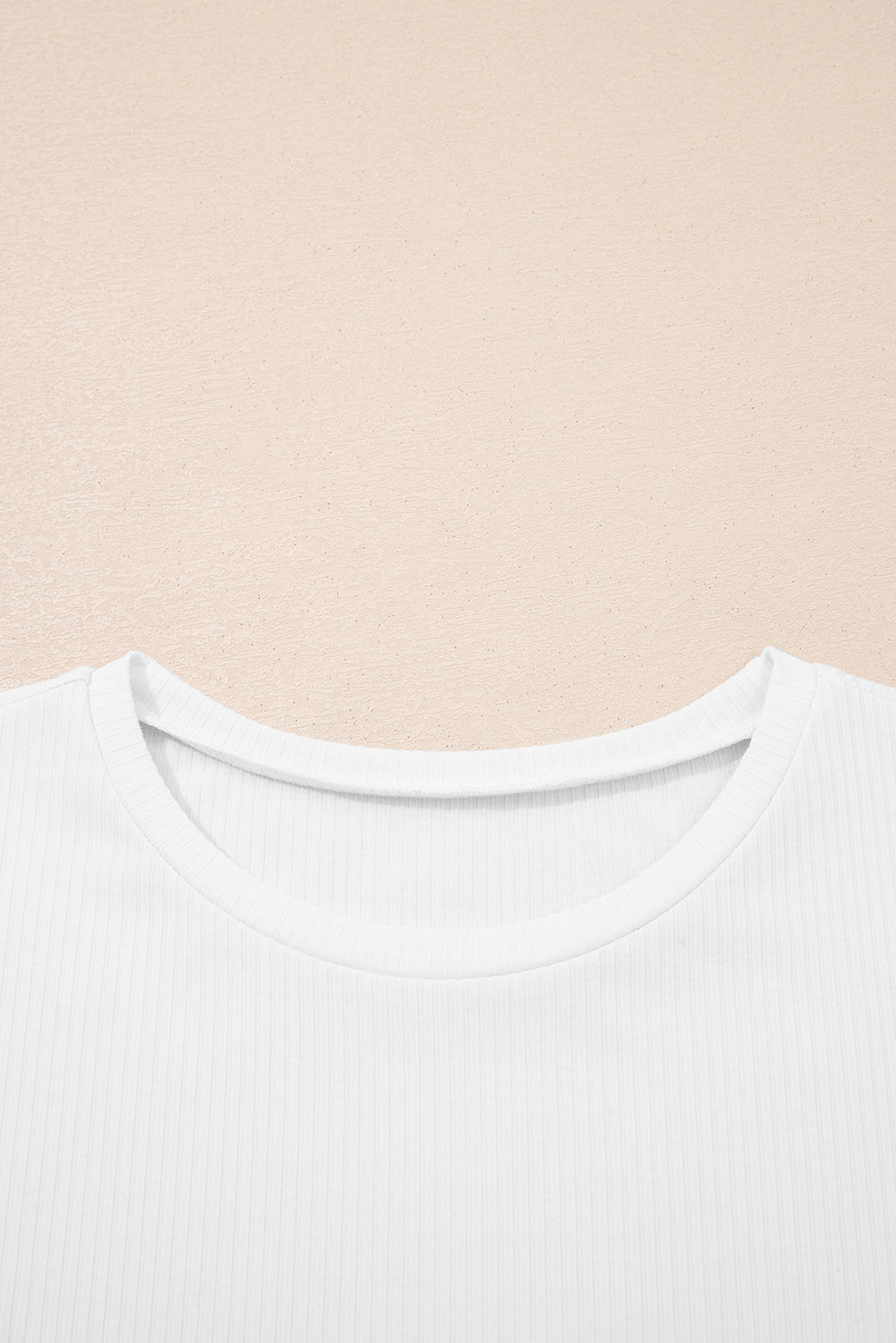 Solid Ribbed Knit Ruffle Short Sleeve T-Shirt