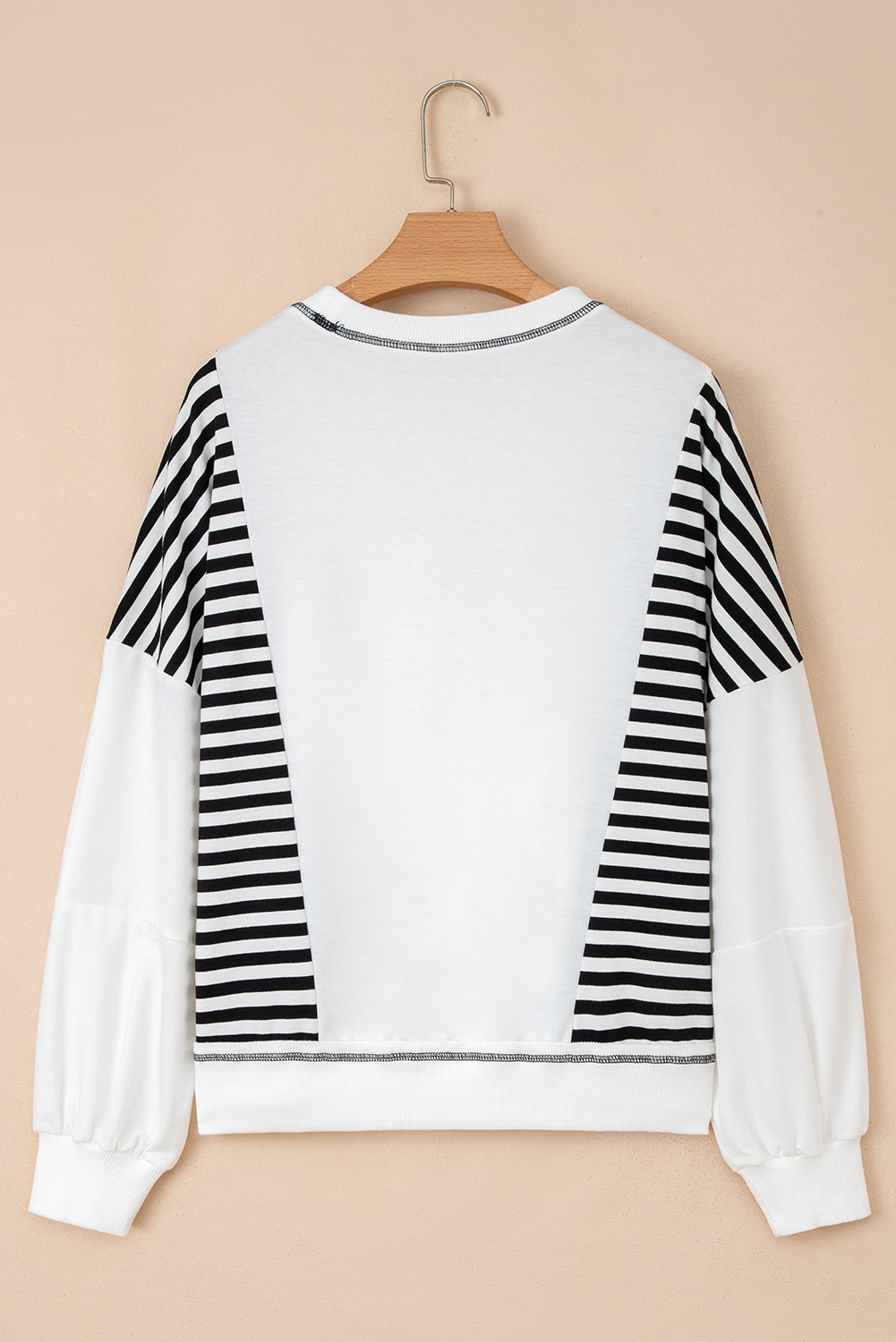Stripe Colorblock Patchwork Contrast Stitch Sweatshirt