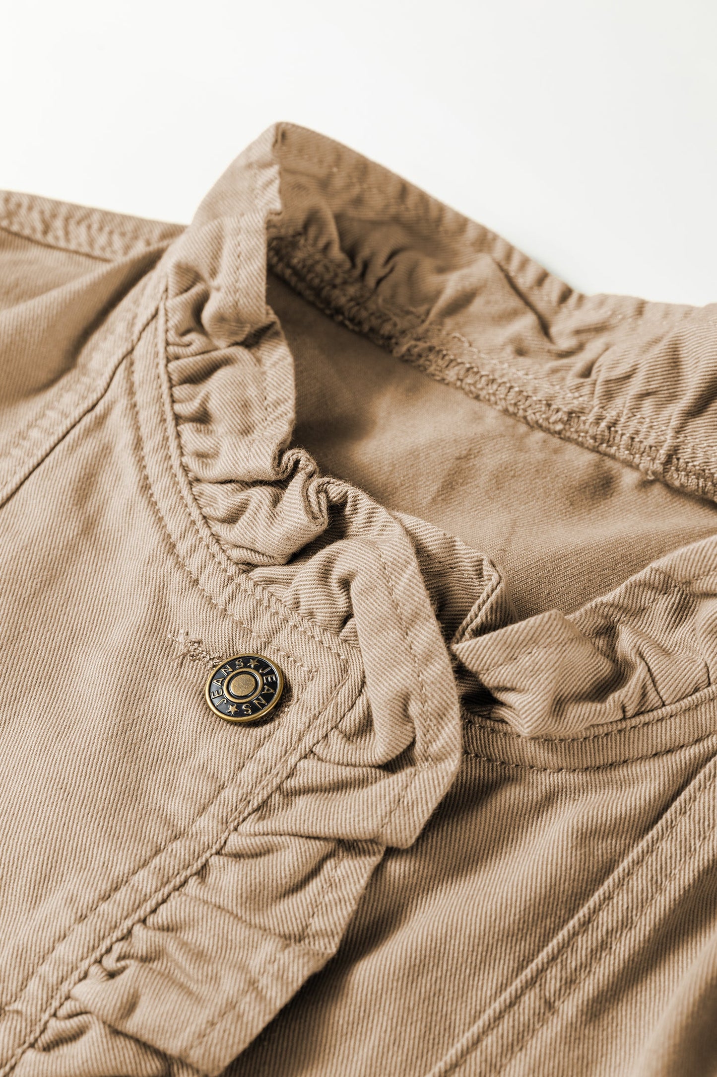 Denim Patchwork Ruffle Sleeve Jacket Vest