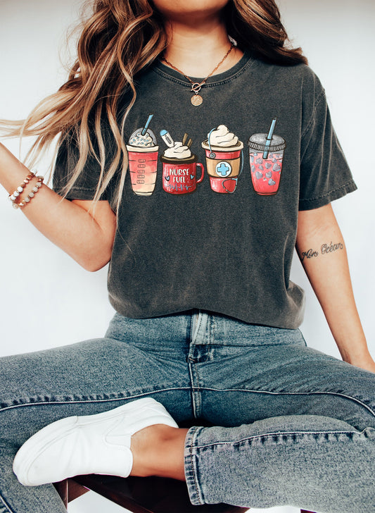 Nurse Fuel Coffee Drink Lover Comfort Colors Tshirt