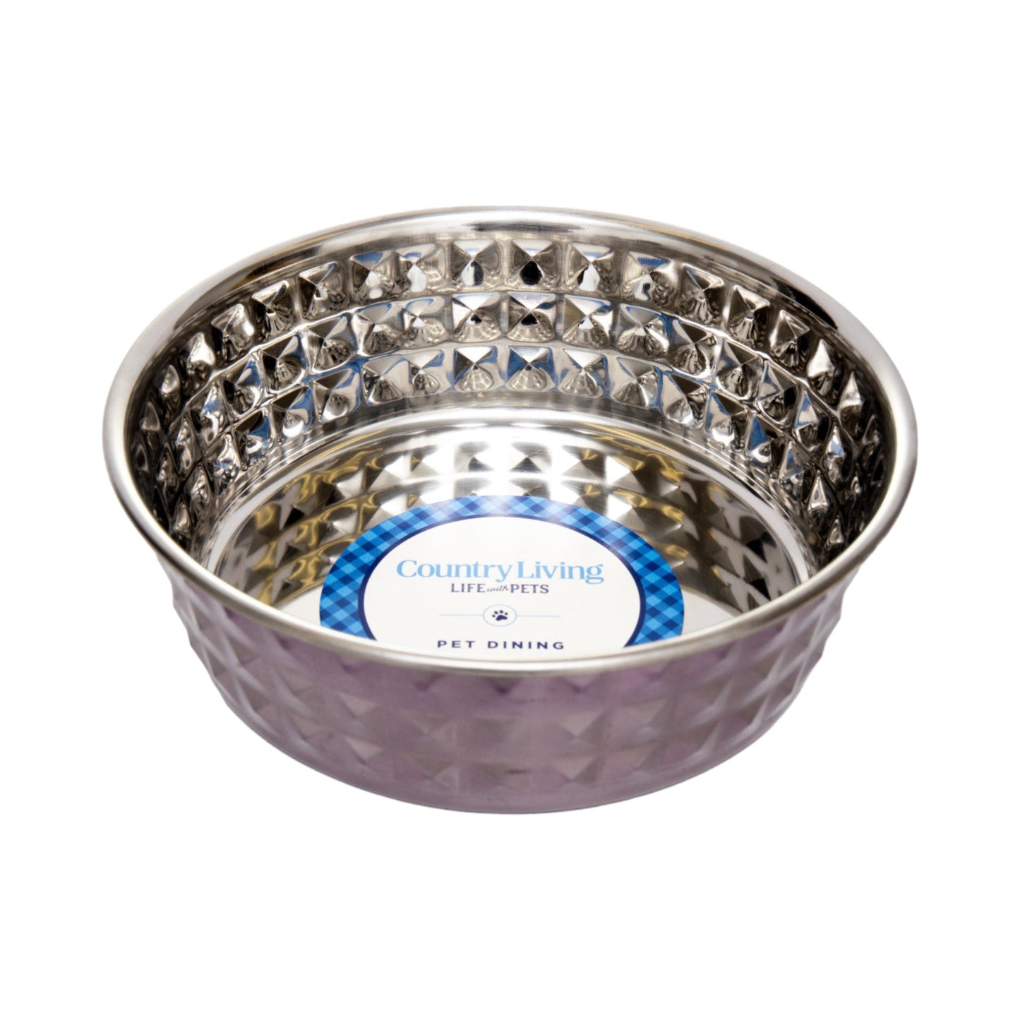 Country Living Set of 2 Hammered Stainless Steel Dog Bowls – Lavender