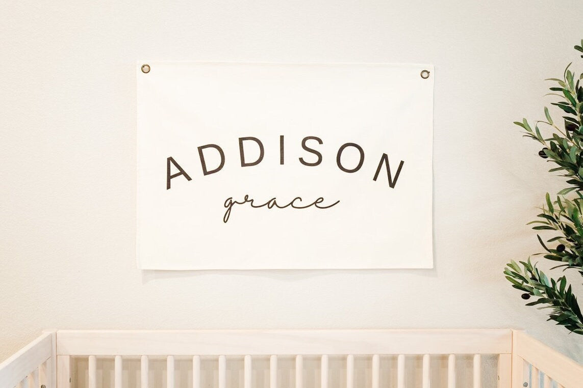 Custom Canvas Name Banner - Butterfly Font