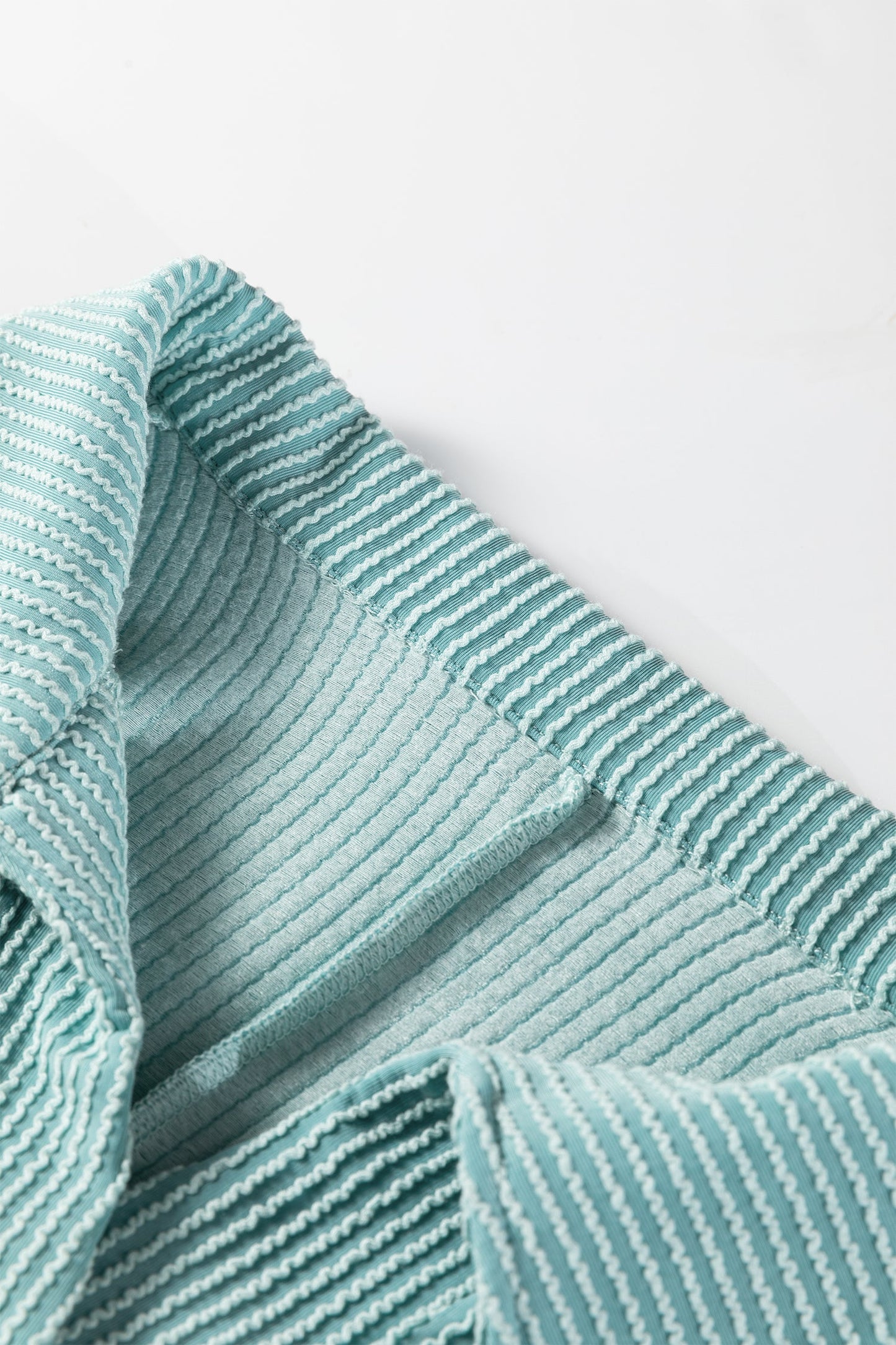 Corded Knit Roll-Up Sleeve Collared Henley Top