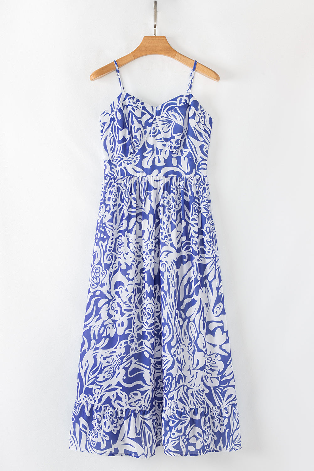 Floral Spaghetti Strap High-Waist Maxi Dress