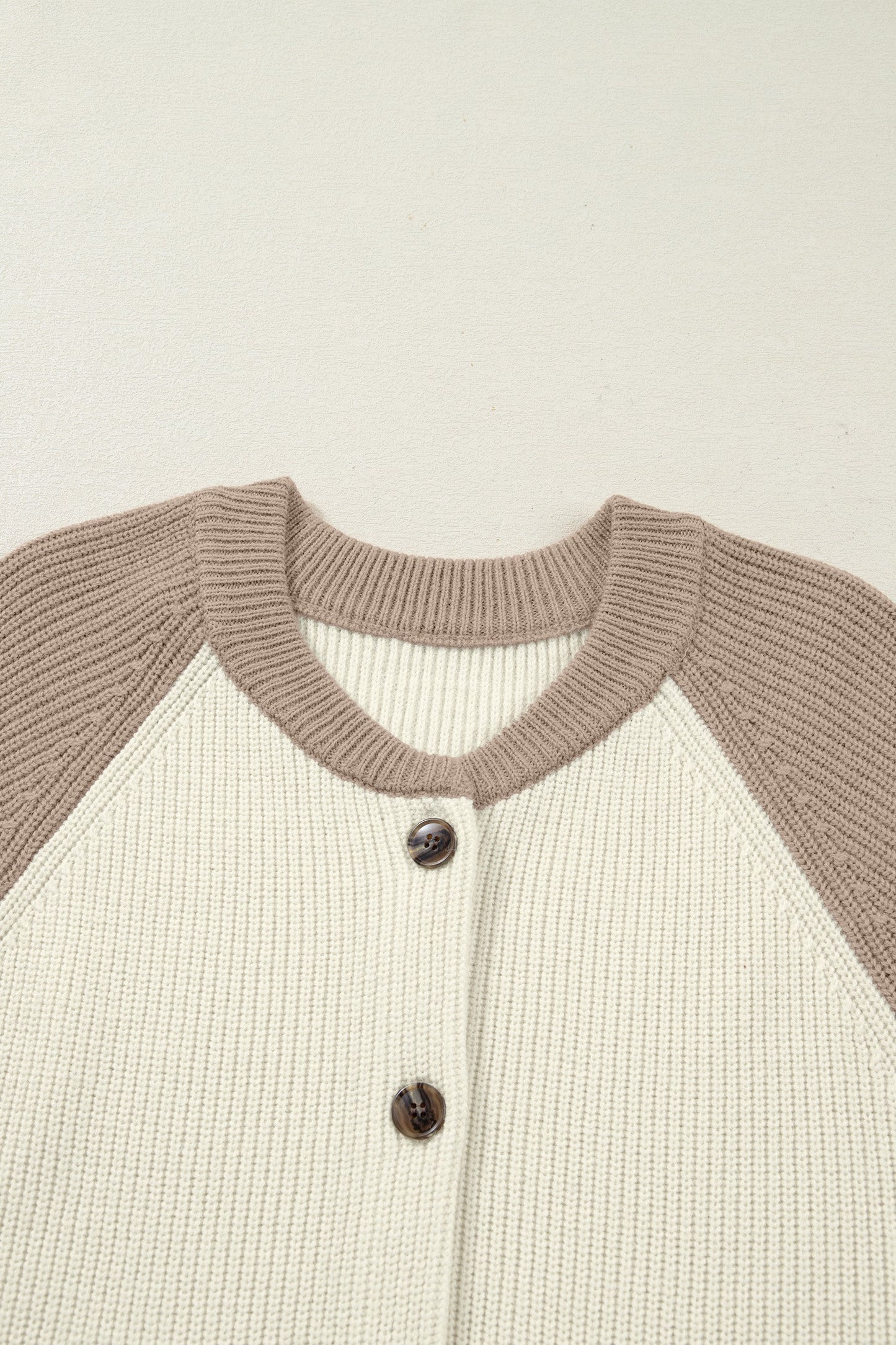 Colorblock Ribbed Knit Buttoned Sweater Cardigan