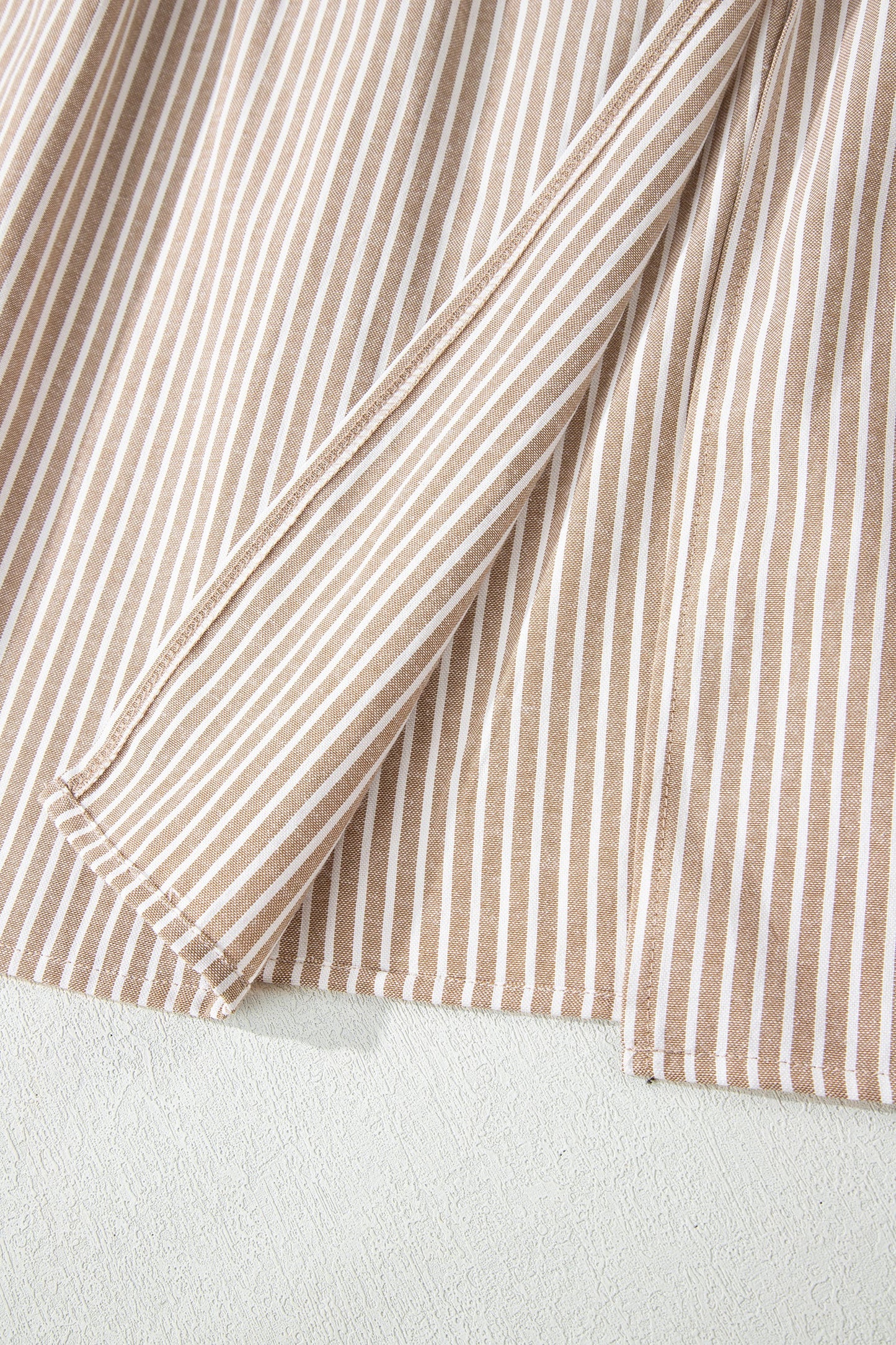 Stripe Flutter Sleeve Buttoned V-Neck Maxi Dress