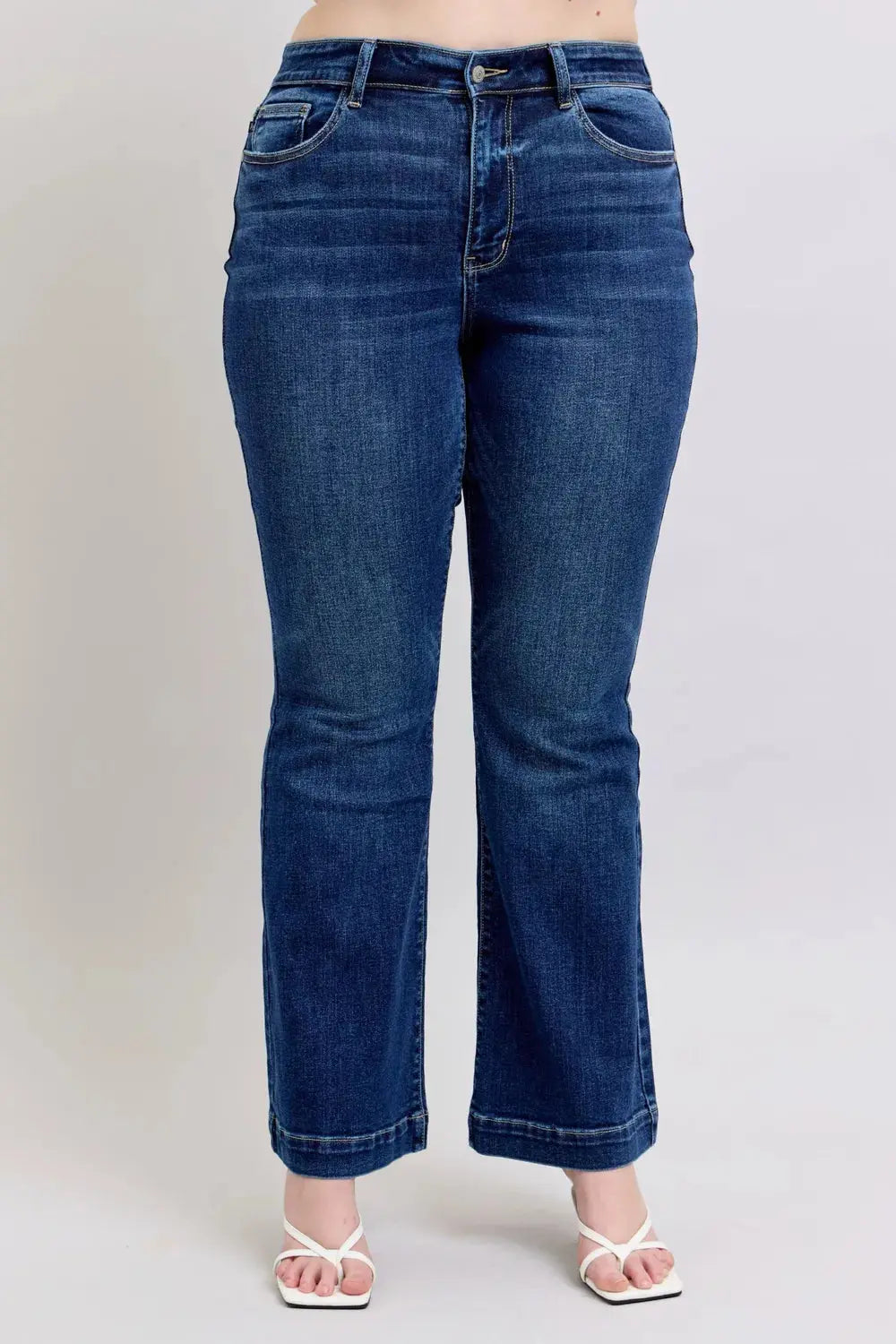 Full Size High Rise Flare Judy Blue Jeans with Pockets