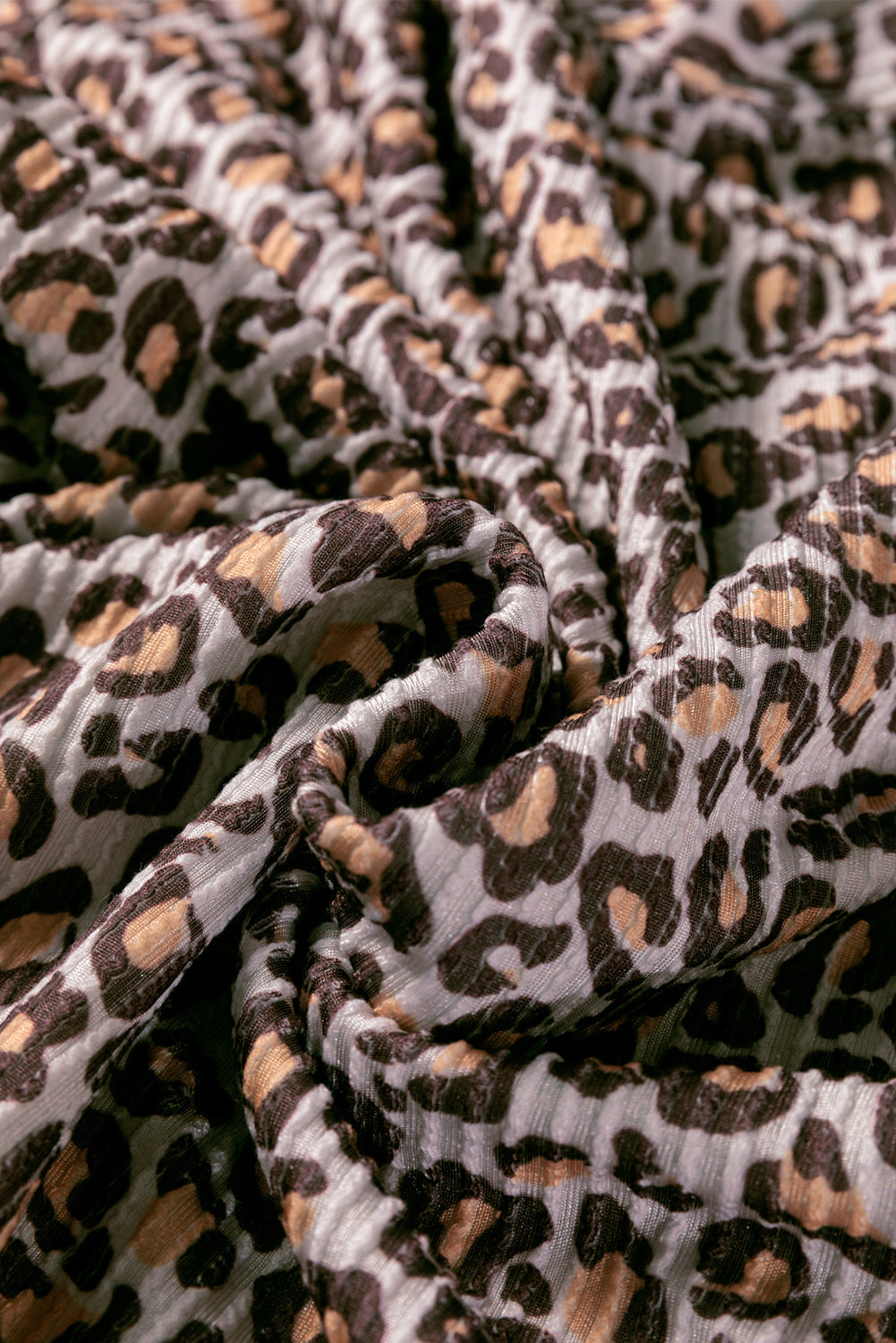 Leopard Ribbed Long Sleeve Top and Shorts Set